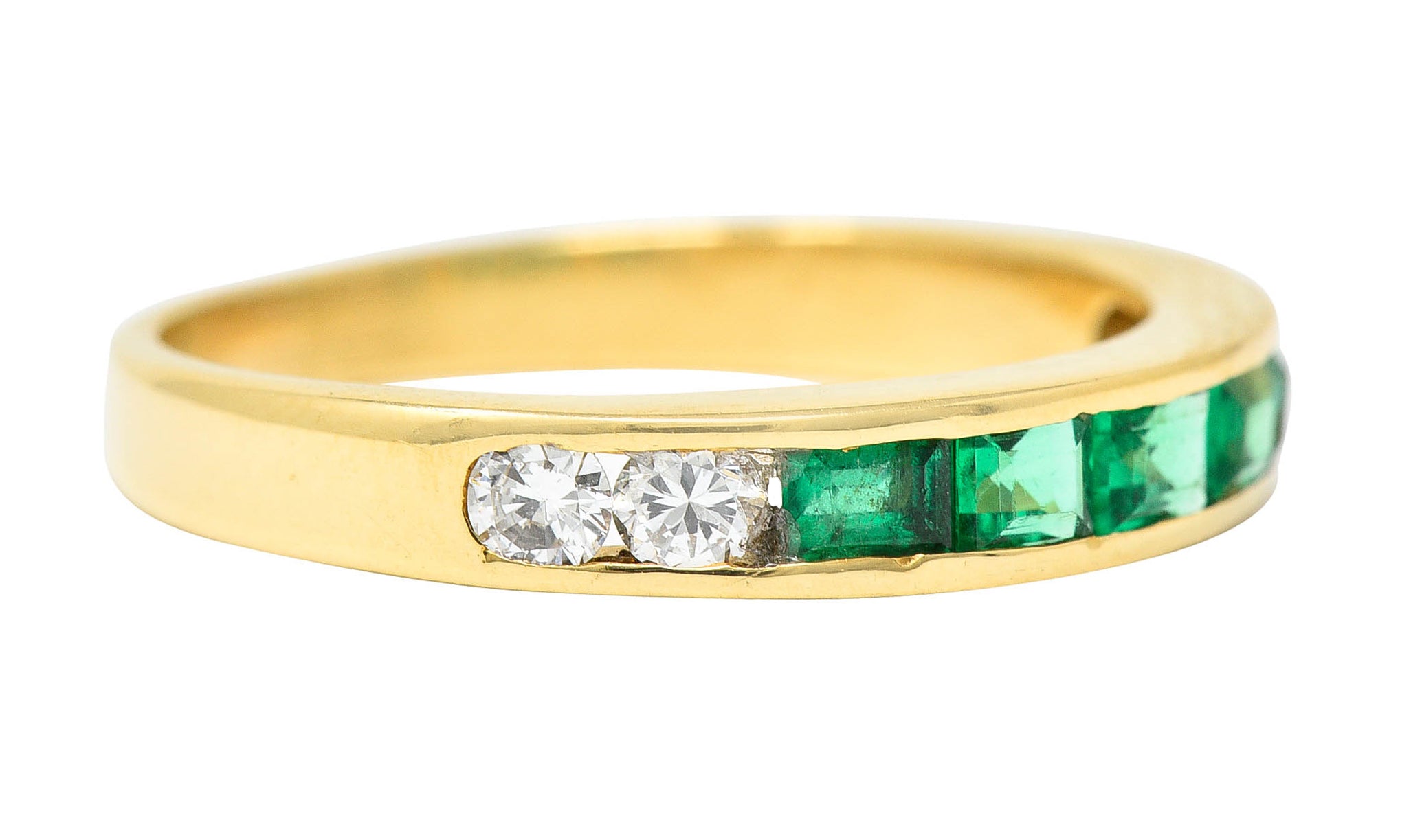 Vintage 0.55 CTW Emerald Diamond 18 Karat Gold Channel Band RingRing - Wilson's Estate Jewelry