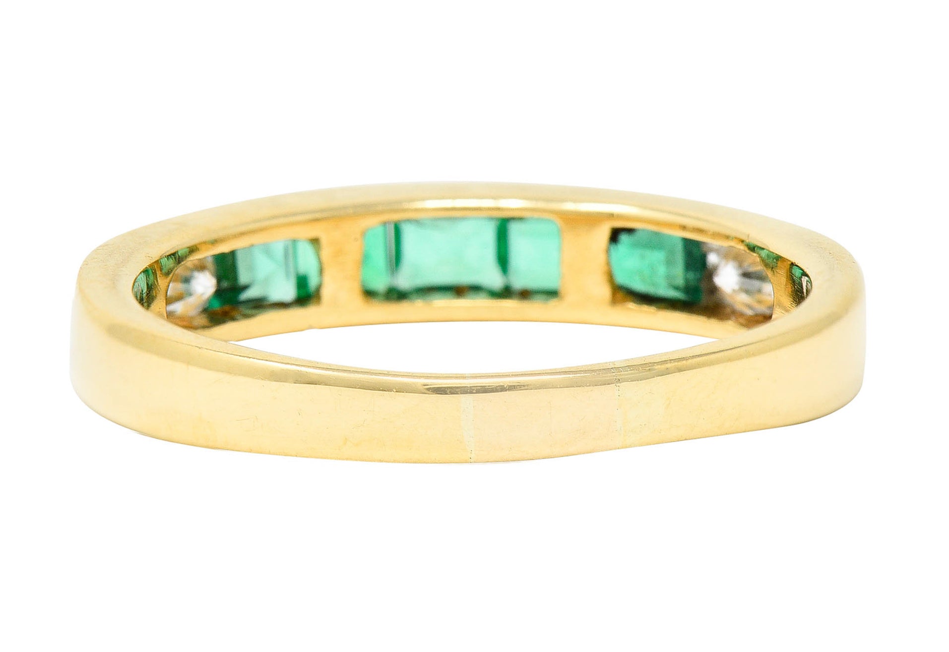 Vintage 0.55 CTW Emerald Diamond 18 Karat Gold Channel Band RingRing - Wilson's Estate Jewelry