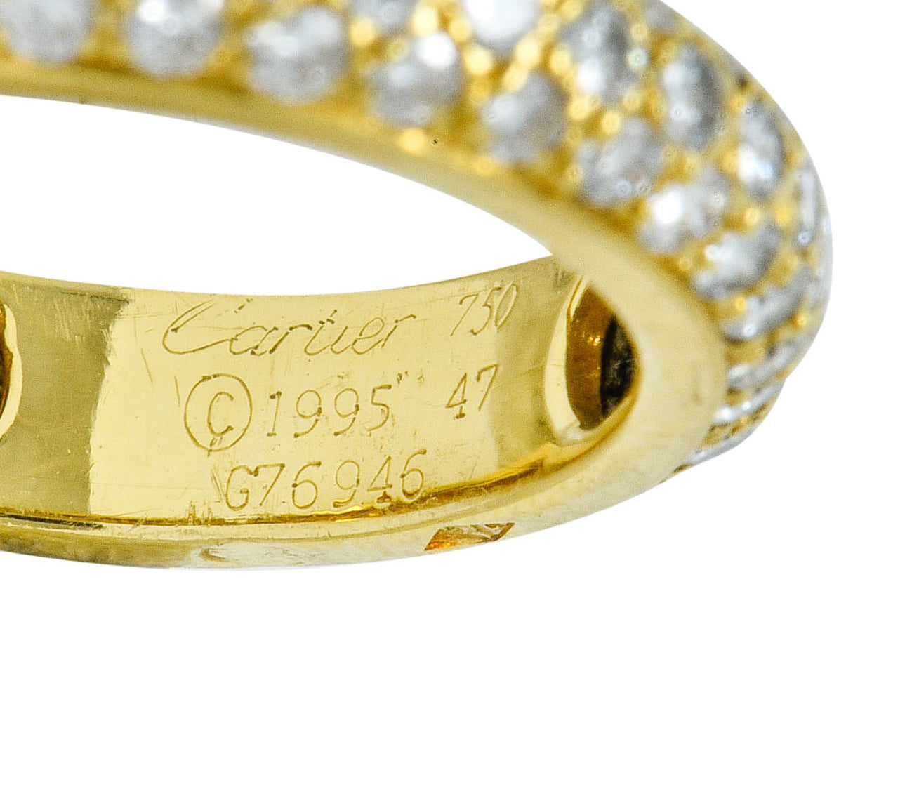 Cartier 1.30 CTW Pave Diamond 18 Karat Gold Vintage Etincelle Eternity Band RingRing - Wilson's Estate Jewelry