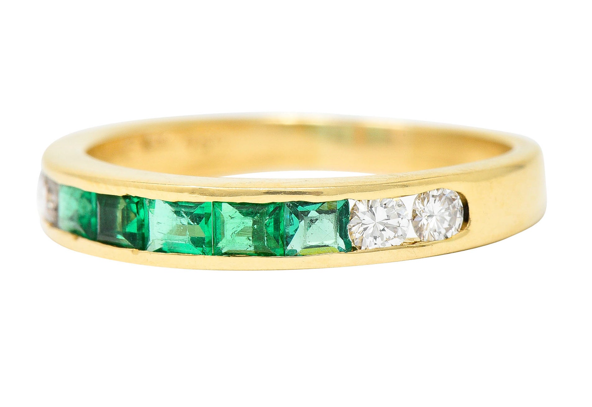 Vintage 0.55 CTW Emerald Diamond 18 Karat Gold Channel Band RingRing - Wilson's Estate Jewelry