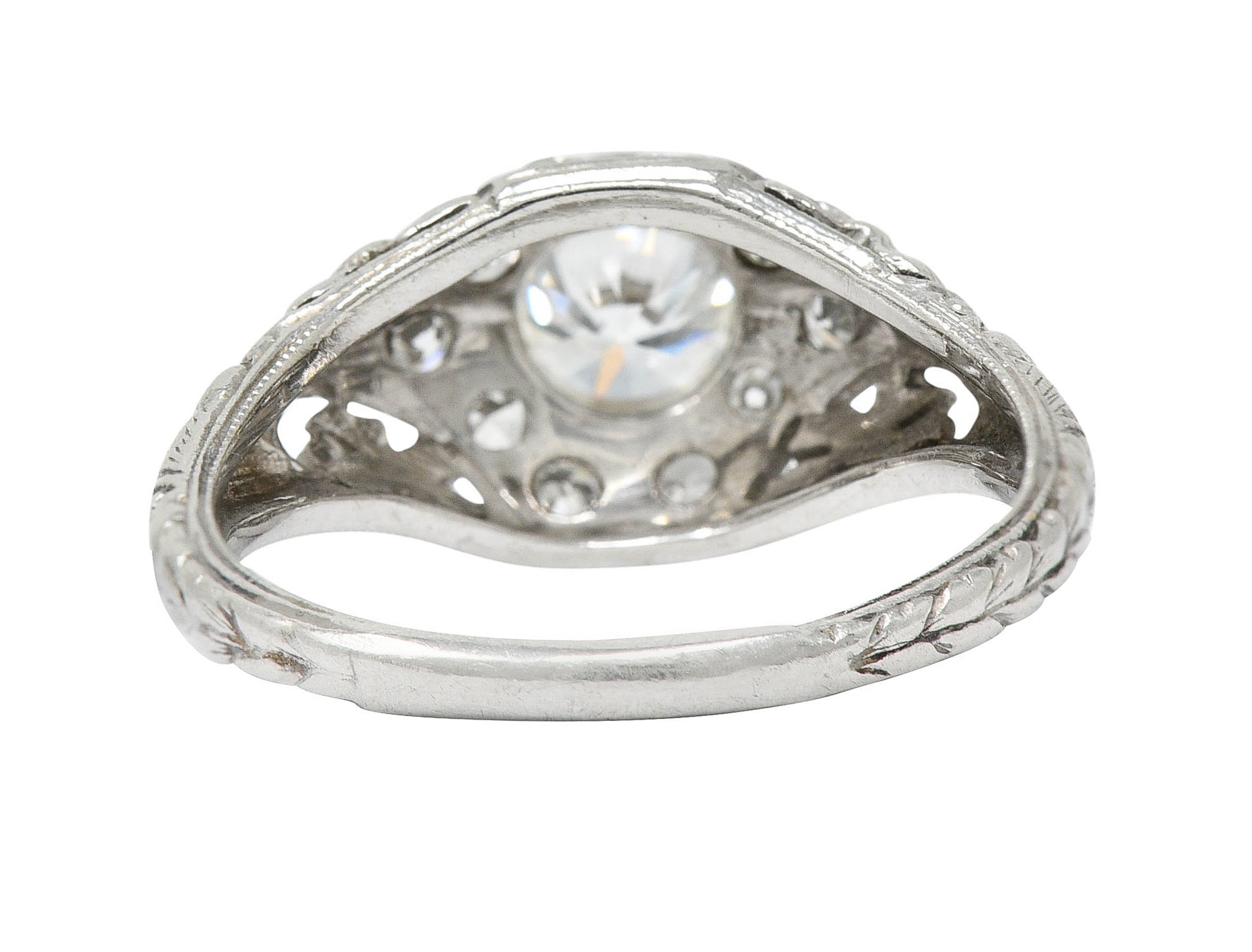 1930's William Kinscherf Co. 0.85 CTW Diamond Platinum Floral Engagement RingRing - Wilson's Estate Jewelry