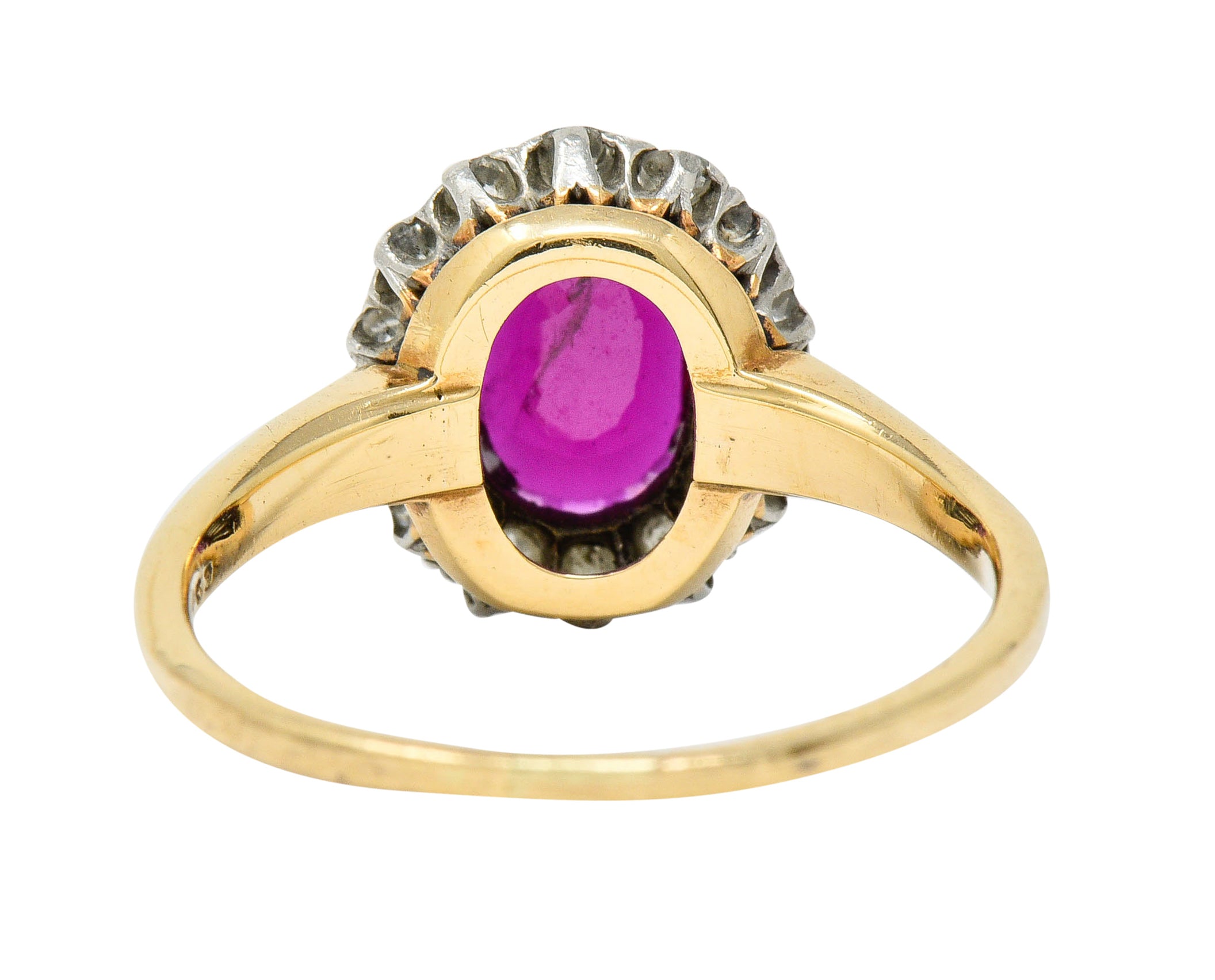 Edwardian 1.08 CTW Ruby Diamond Platinum 14 Karat Gold Cluster RingRing - Wilson's Estate Jewelry