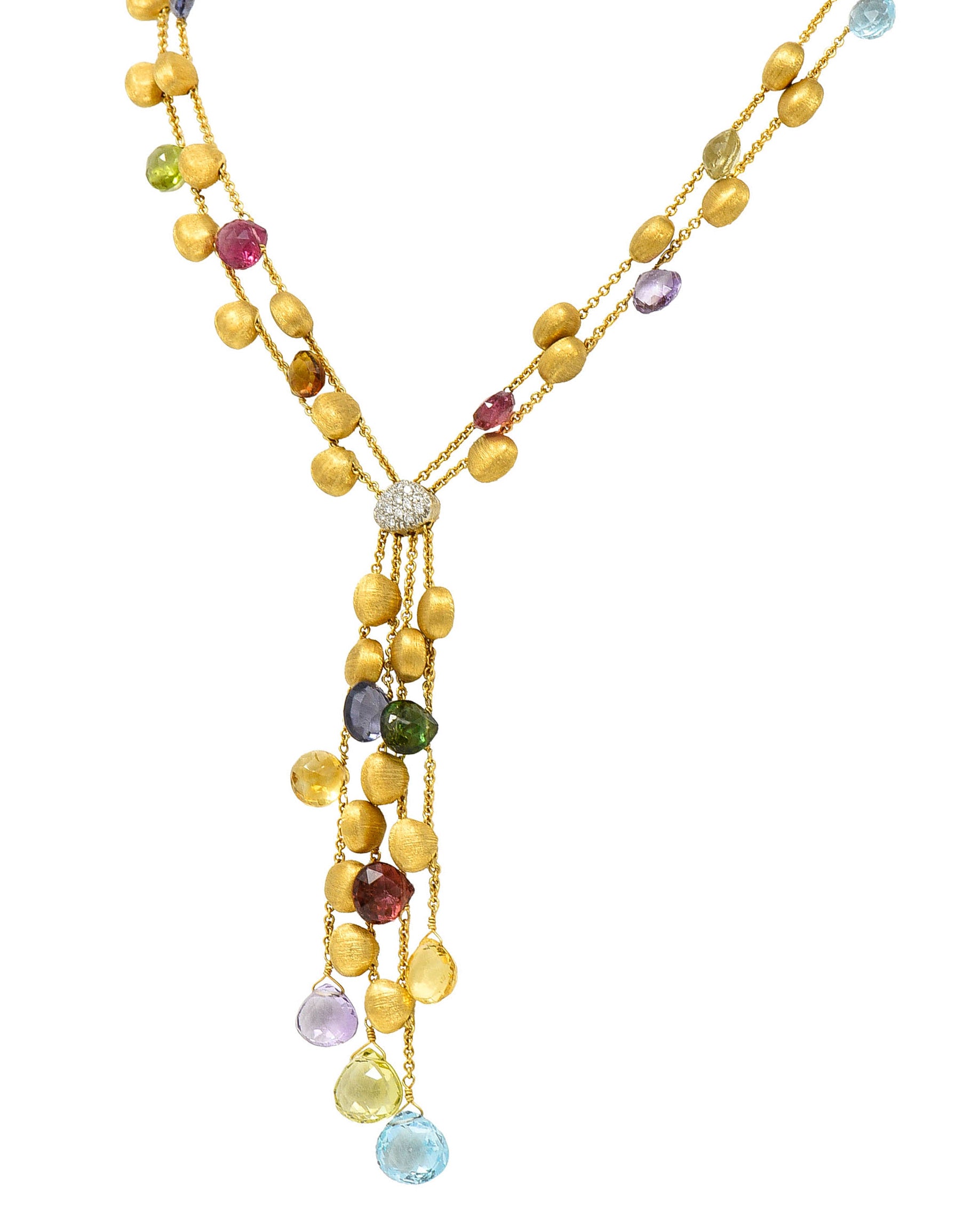 Marco Bicego Multi-Gem Diamond 18 Karat Gold Confetti Tassel NecklaceNecklace - Wilson's Estate Jewelry