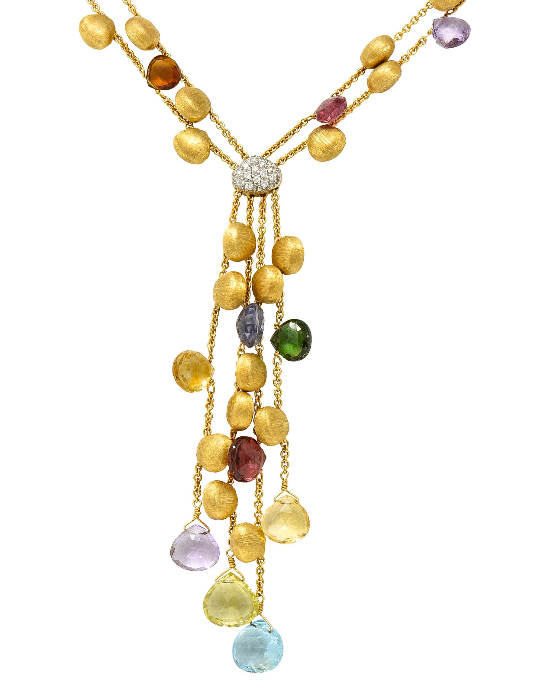 Marco Bicego Multi-Gem Diamond 18 Karat Gold Confetti Tassel NecklaceNecklace - Wilson's Estate Jewelry