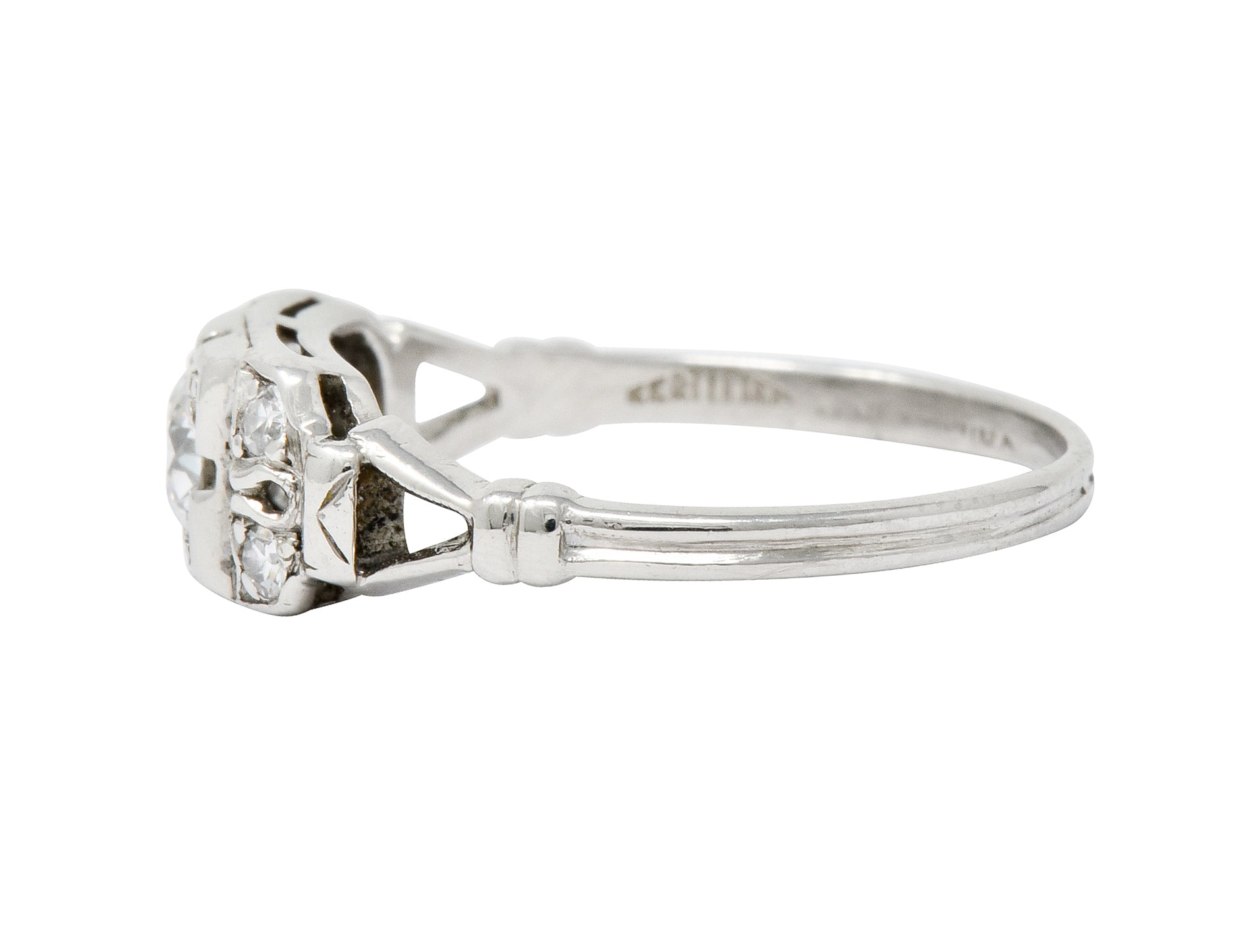 Katz & Ogush Art Deco Diamond Platinum Engagement Ring Circa 1930 - Wilson's Estate Jewelry