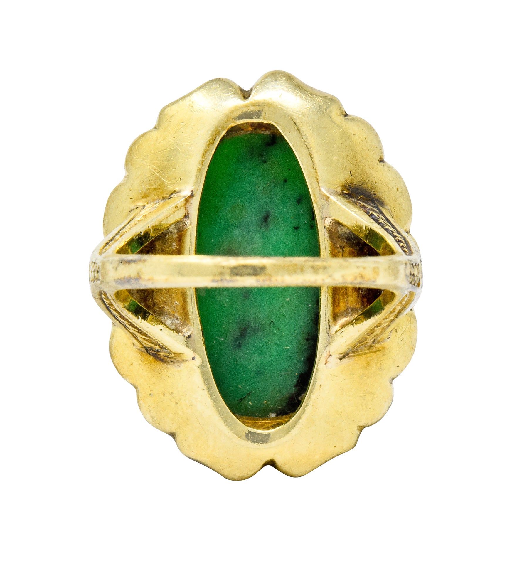 Art Nouveau Hardstone Cabochon Enamel 14 Karat Gold Gemstone Ring - Wilson's Estate Jewelry