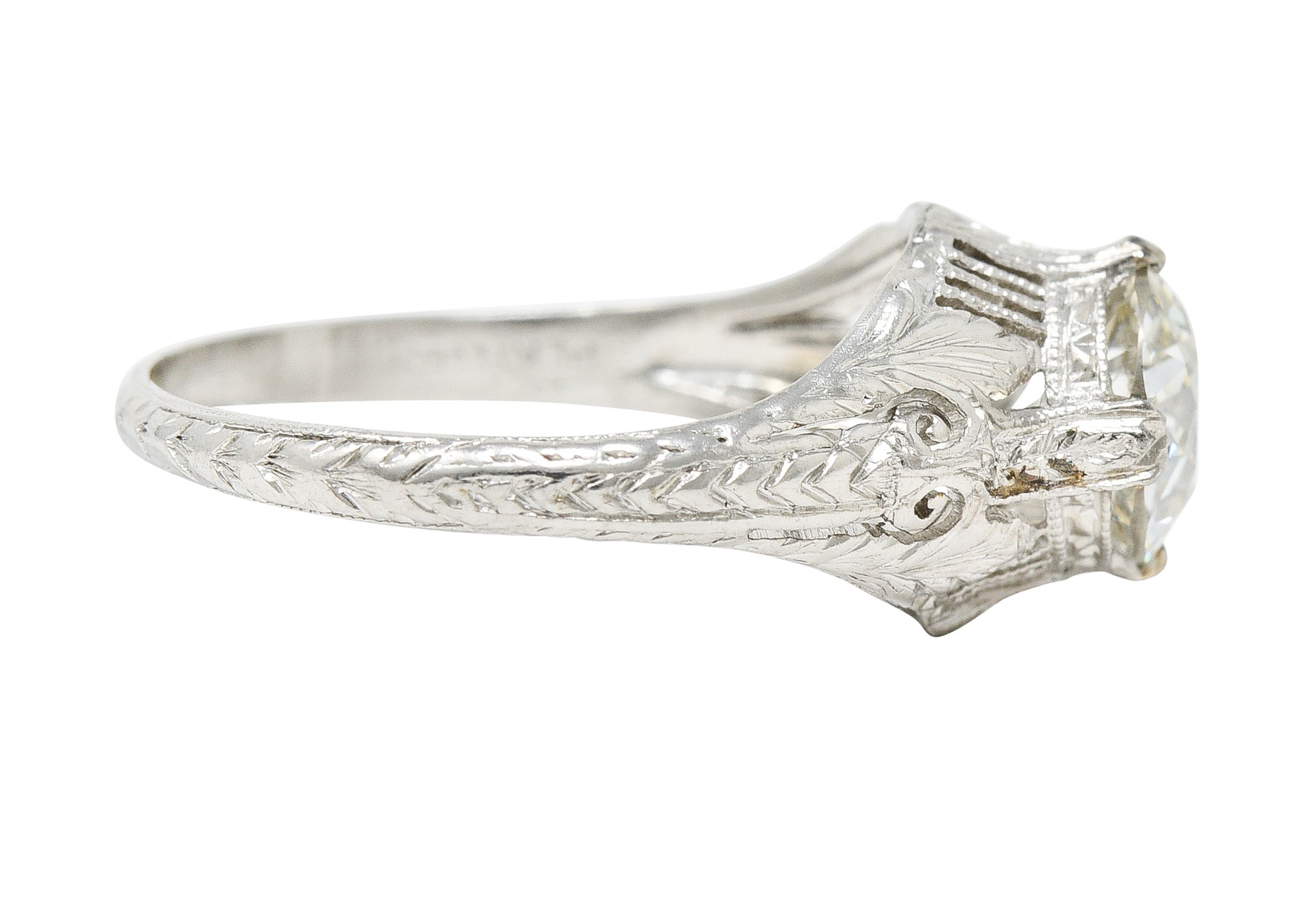 Late Edwardian 1.25 CTW Old European Cut Diamond Platinum Engagement Ring GIARing - Wilson's Estate Jewelry