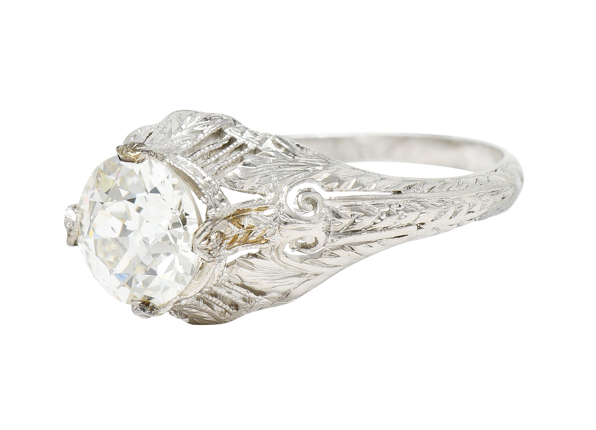 Late Edwardian 1.25 CTW Old European Cut Diamond Platinum Engagement Ring GIARing - Wilson's Estate Jewelry