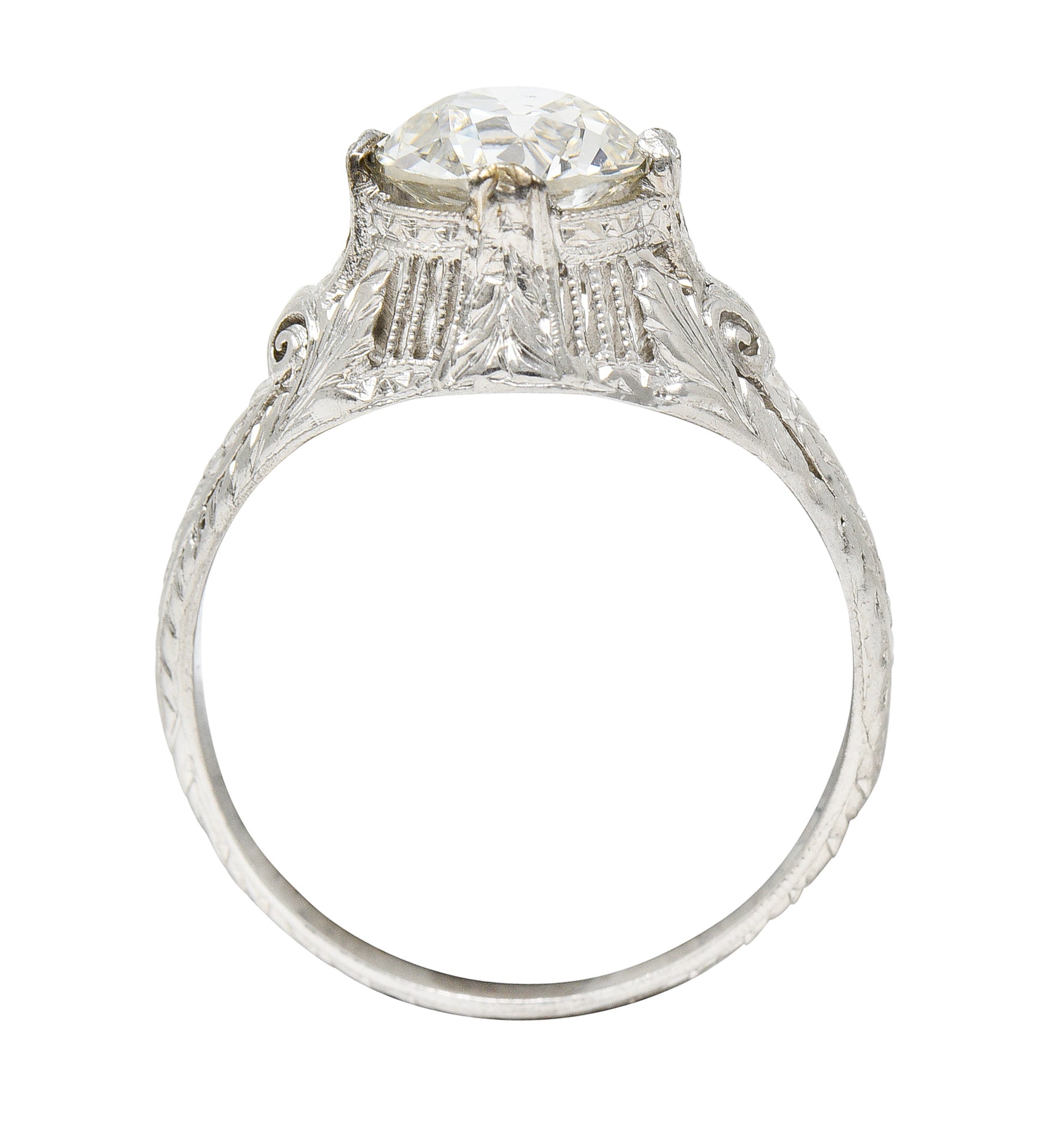 Late Edwardian 1.25 CTW Old European Cut Diamond Platinum Engagement Ring GIARing - Wilson's Estate Jewelry