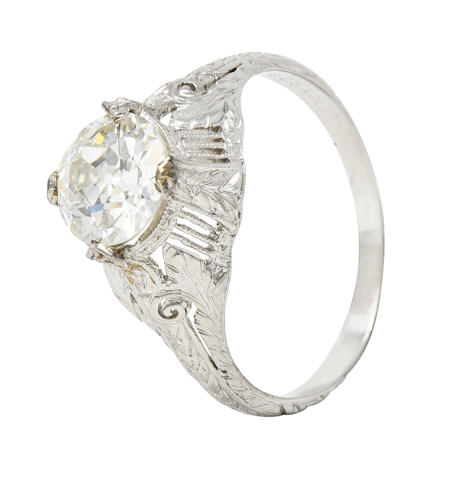 Late Edwardian 1.25 CTW Old European Cut Diamond Platinum Engagement Ring GIARing - Wilson's Estate Jewelry