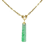 Art Deco Carved Jade Enamel 14 Karat Gold Drop Pendant NecklaceNecklace - Wilson's Estate Jewelry