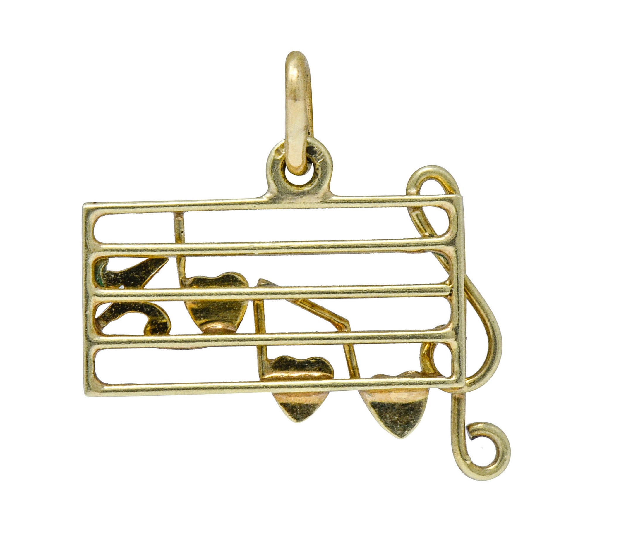 Retro Enamel 14 Karat Gold Music Note Charmcharm - Wilson's Estate Jewelry