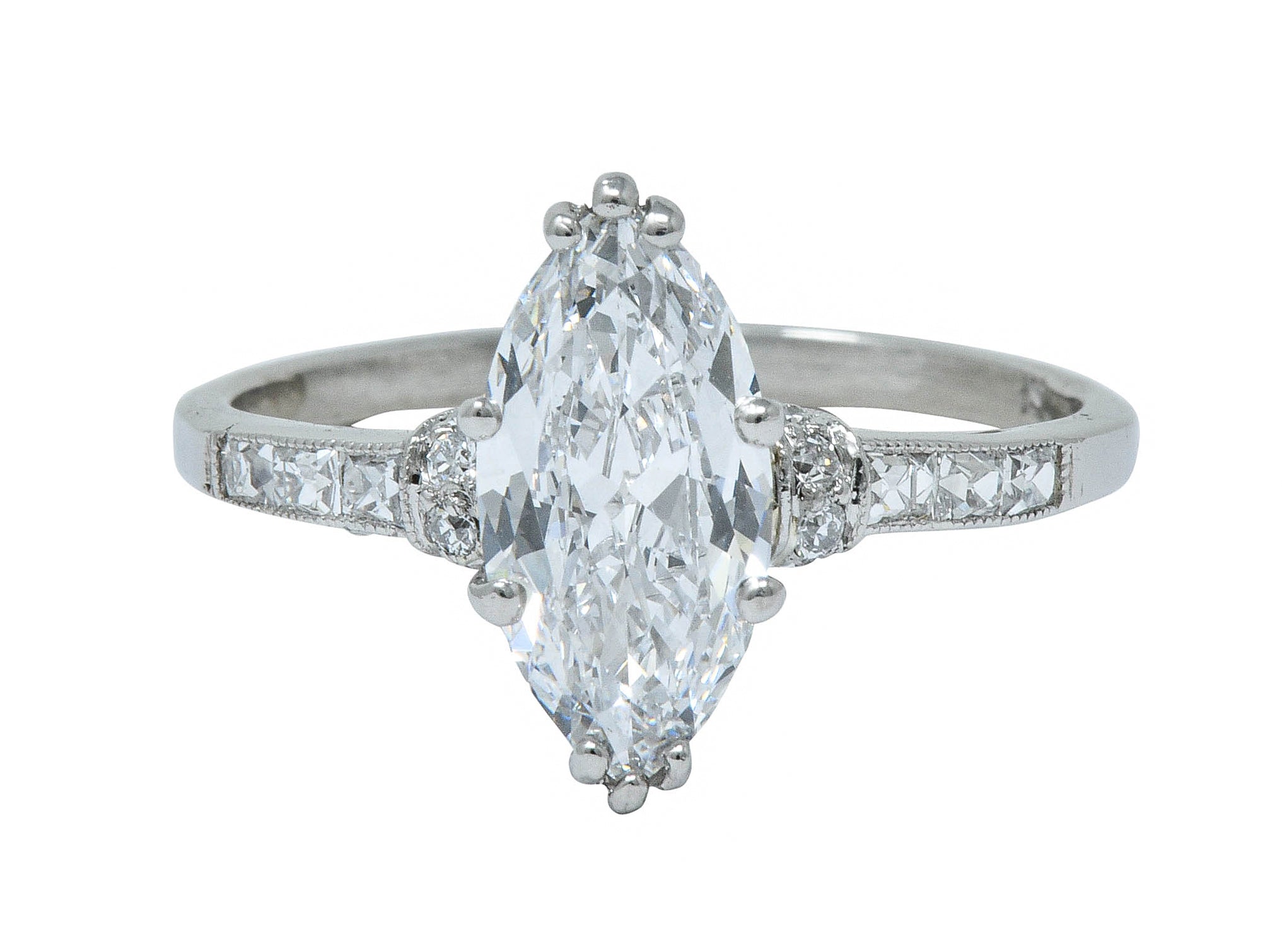 Tiffany & Co. 1.69 CTW Art Deco Marquise Cut Diamond Platinum Engagement Ring GIARing - Wilson's Estate Jewelry