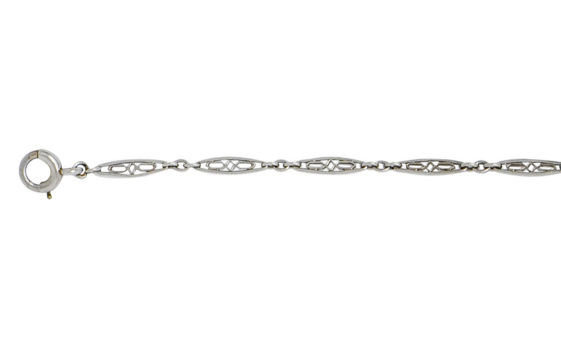 Delicate Art Deco Platinum Filigree Link Bracelet - Wilson's Estate Jewelry