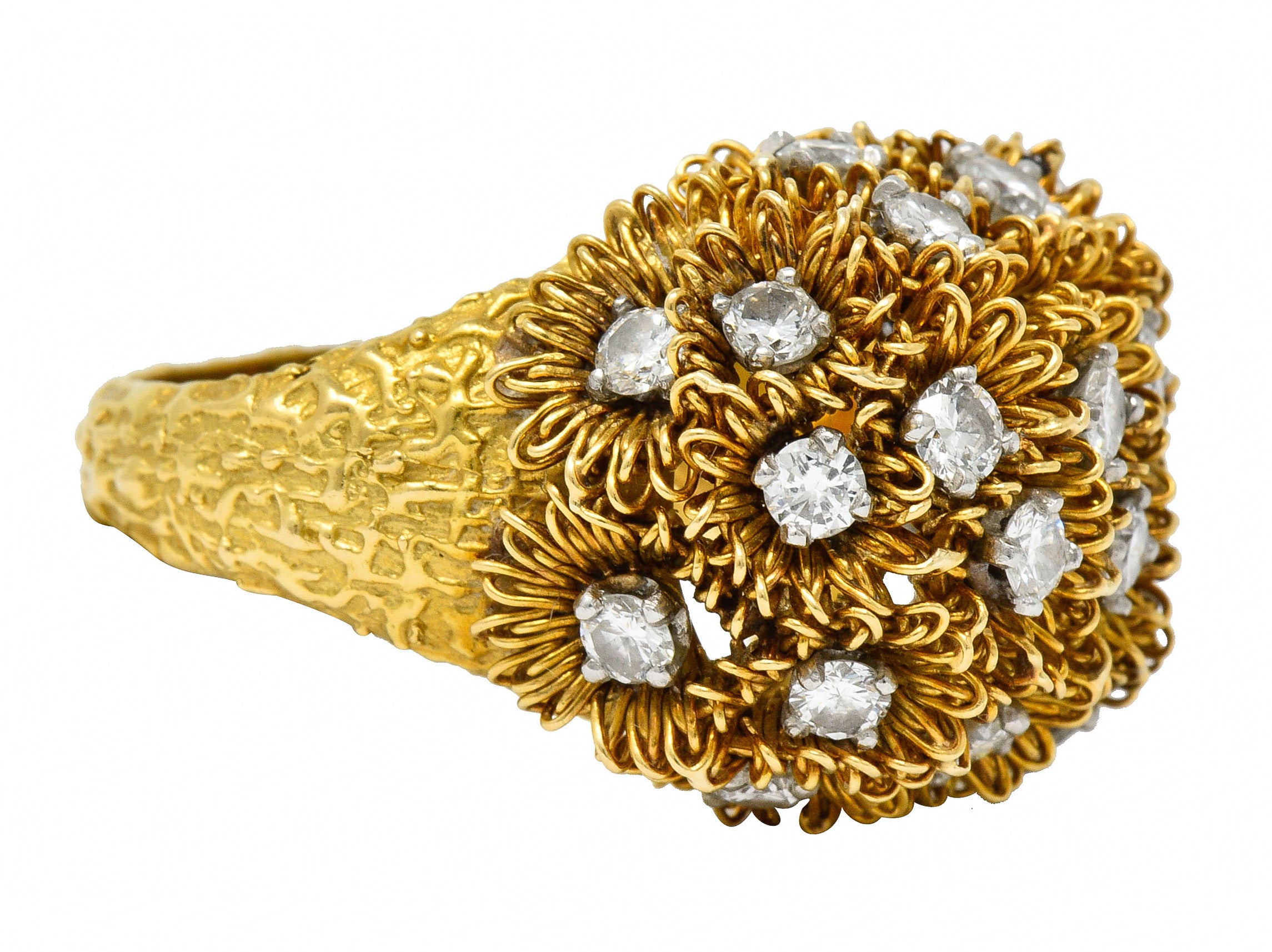 1960's Cartier France 2.50 CTW Diamond 18 Karat Gold Floral Bouquet RingRing - Wilson's Estate Jewelry