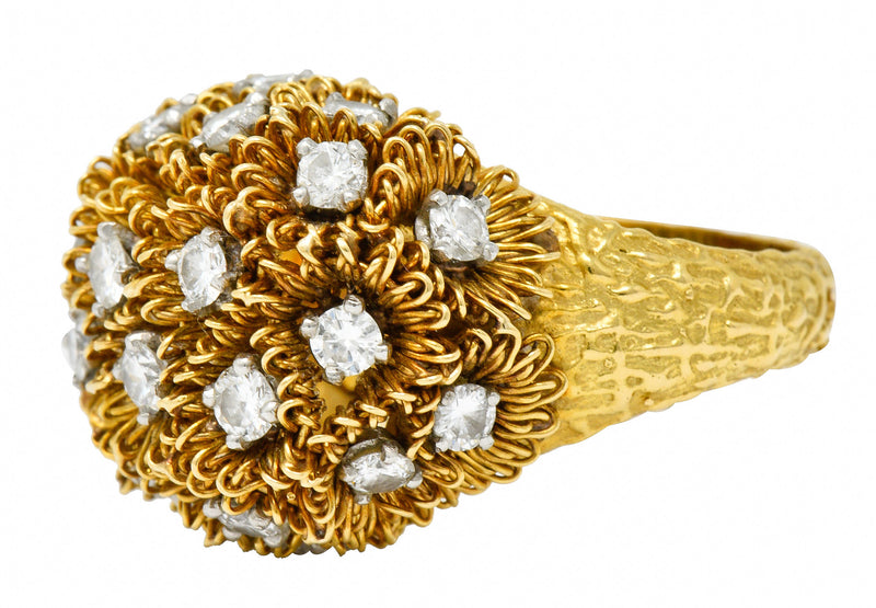 1960's Cartier France 2.50 CTW Diamond 18 Karat Gold Floral Bouquet RingRing - Wilson's Estate Jewelry