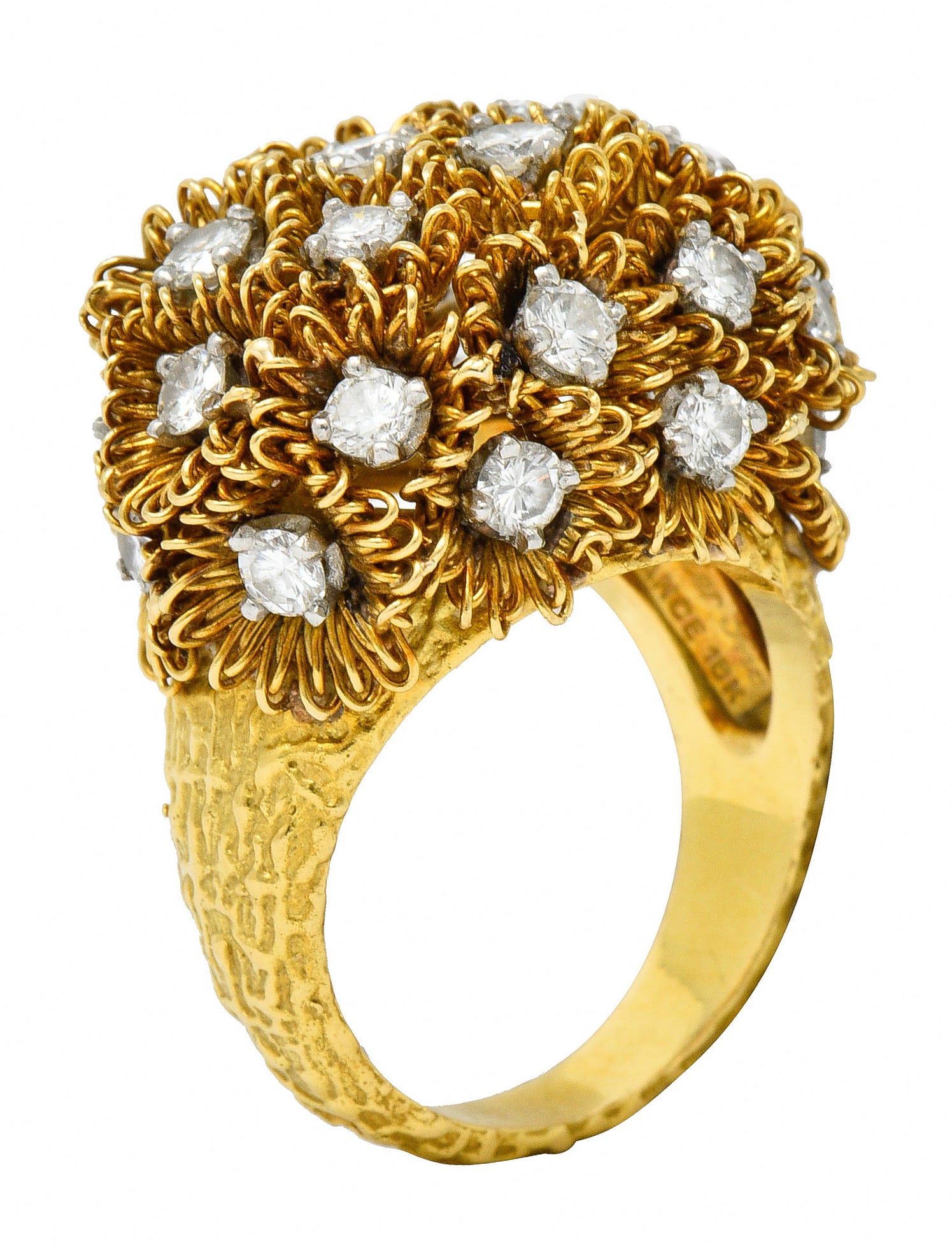 1960's Cartier France 2.50 CTW Diamond 18 Karat Gold Floral Bouquet RingRing - Wilson's Estate Jewelry