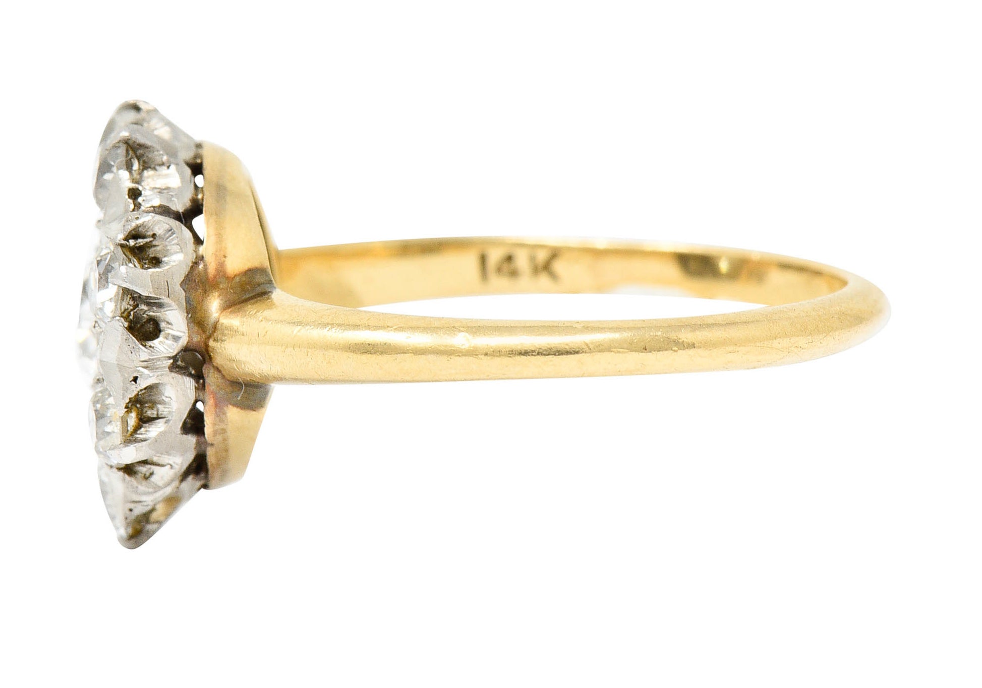 1920's Art Deco 0.80 CTW Diamond Platinum-Topped 14 Karat Gold Cluster RingRing - Wilson's Estate Jewelry