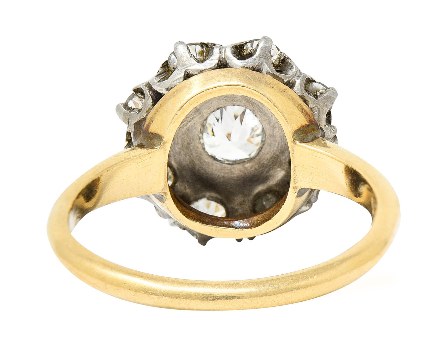 1920's Art Deco 0.80 CTW Diamond Platinum-Topped 14 Karat Gold Cluster RingRing - Wilson's Estate Jewelry