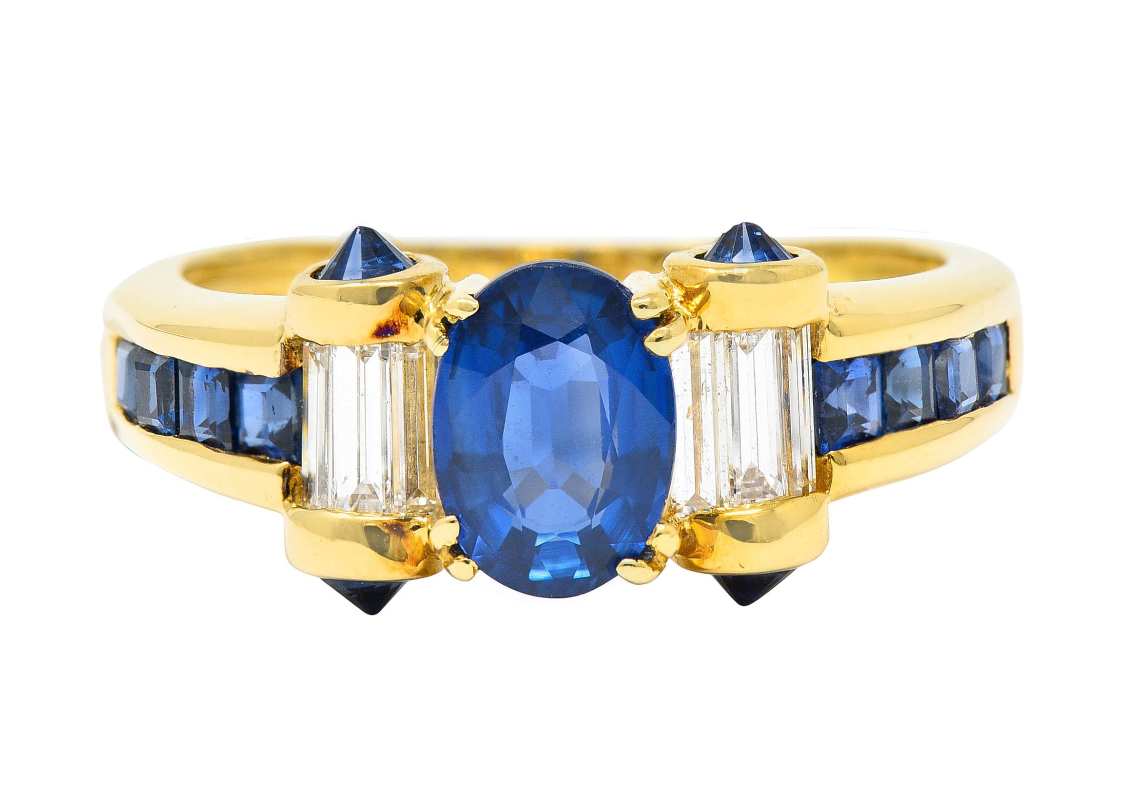 Innovative Sapphire Diamond 18 Karat Gold Gemstone RingRing - Wilson's Estate Jewelry