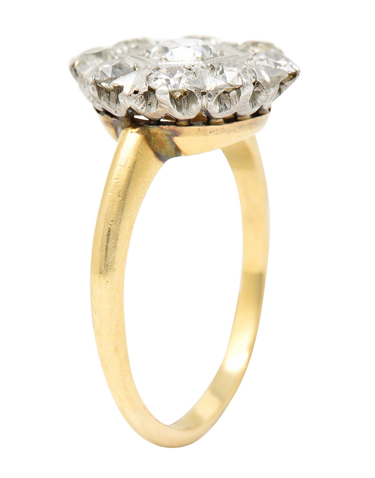 1920's Art Deco 0.80 CTW Diamond Platinum-Topped 14 Karat Gold Cluster RingRing - Wilson's Estate Jewelry