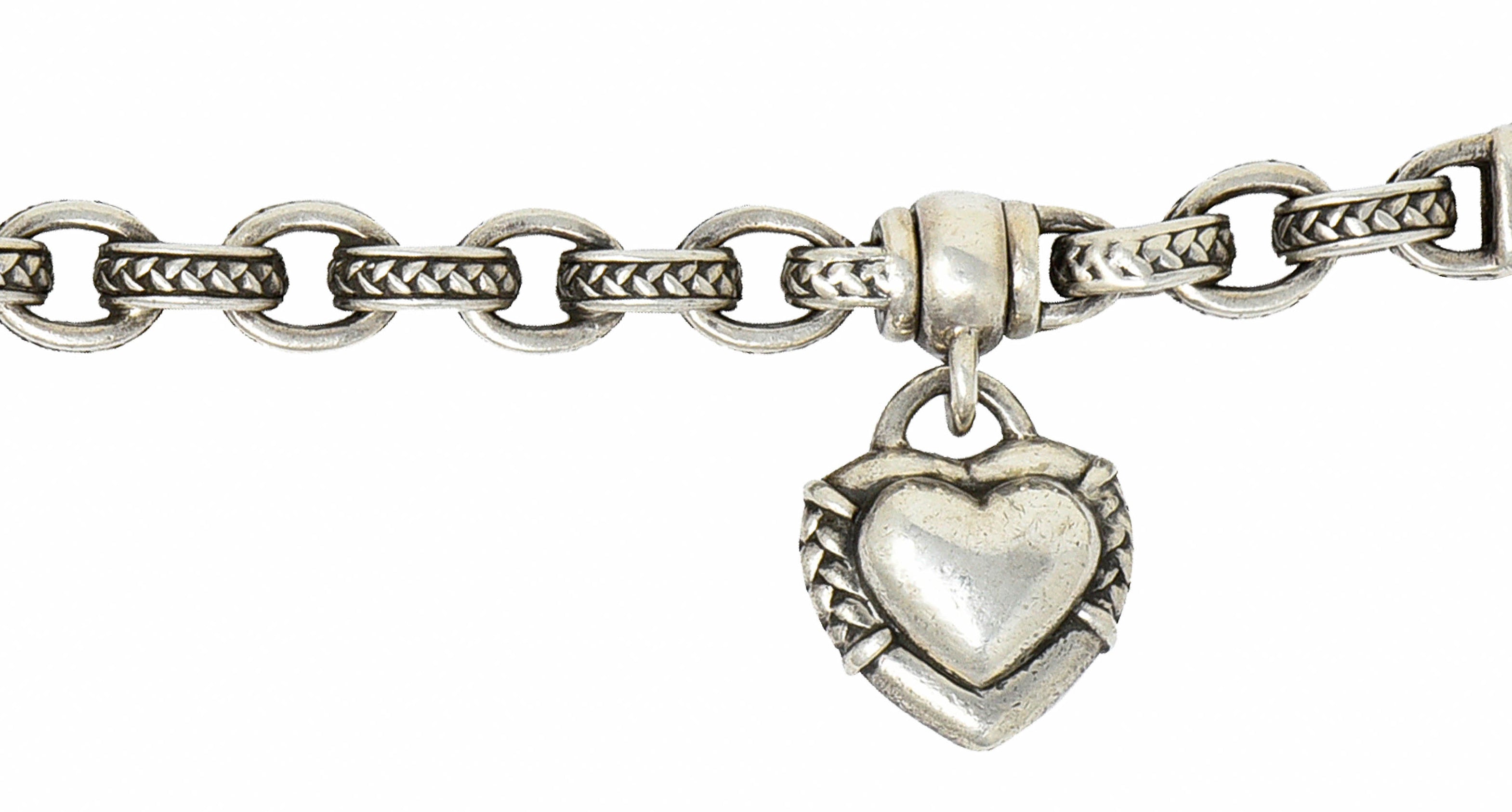 Scott Kay Sterling Silver 18 Karat Gold Heart Charm Braceletbracelet - Wilson's Estate Jewelry