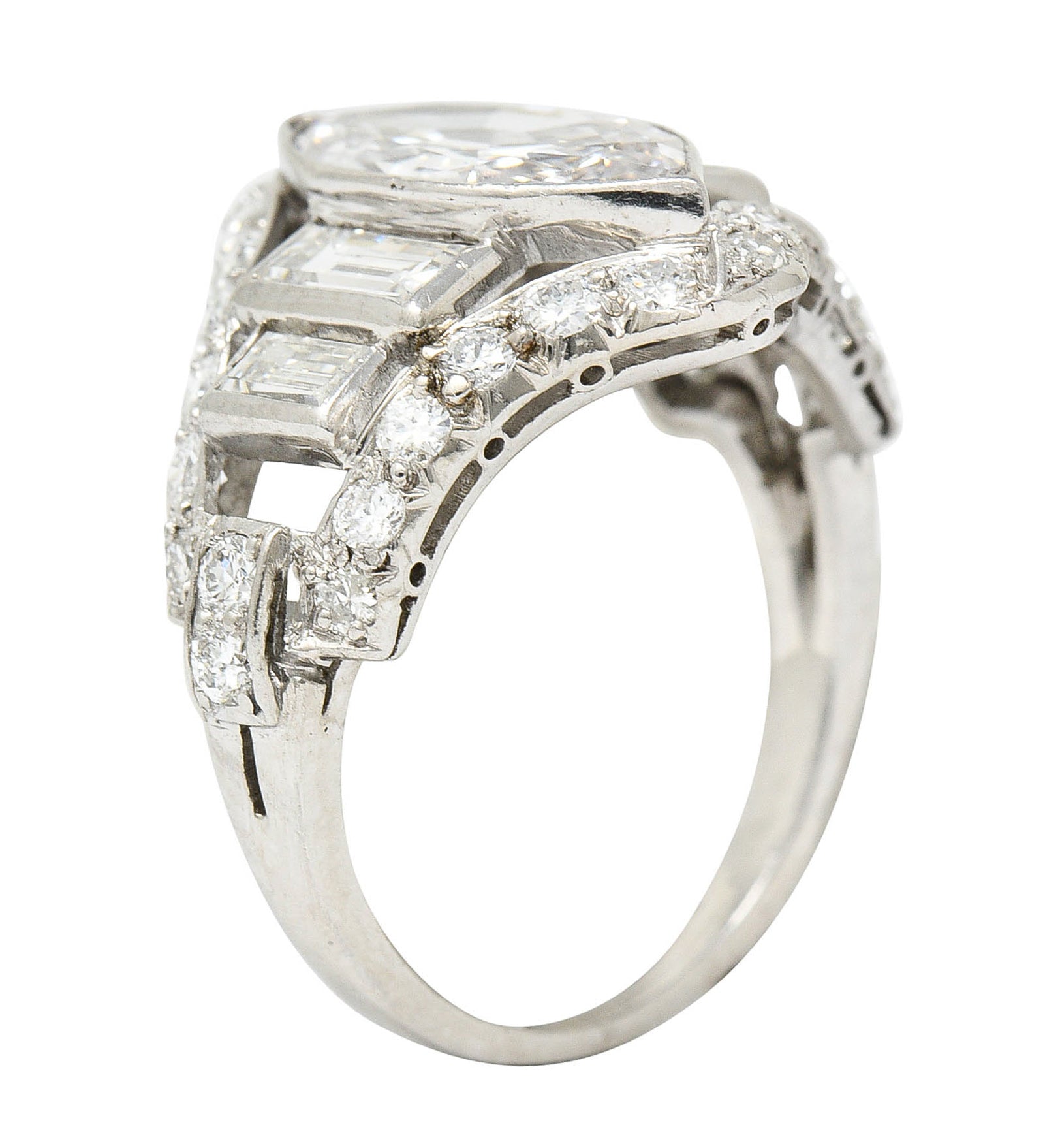 Art Deco 2.70 CTW Marquise Diamond Platinum Band RingRing - Wilson's Estate Jewelry