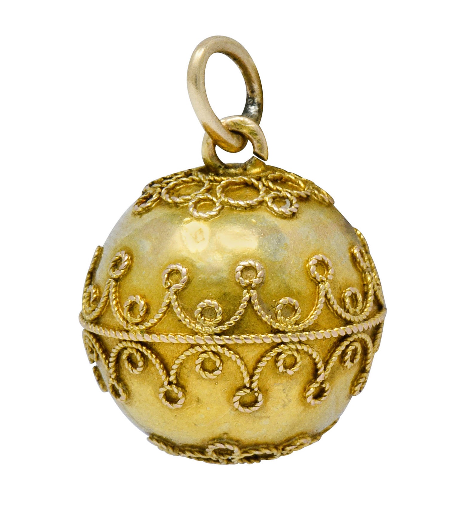 Victorian 14 Karat Gold Decorous Ball Charm Circa 1880scharm - Wilson's Estate Jewelry