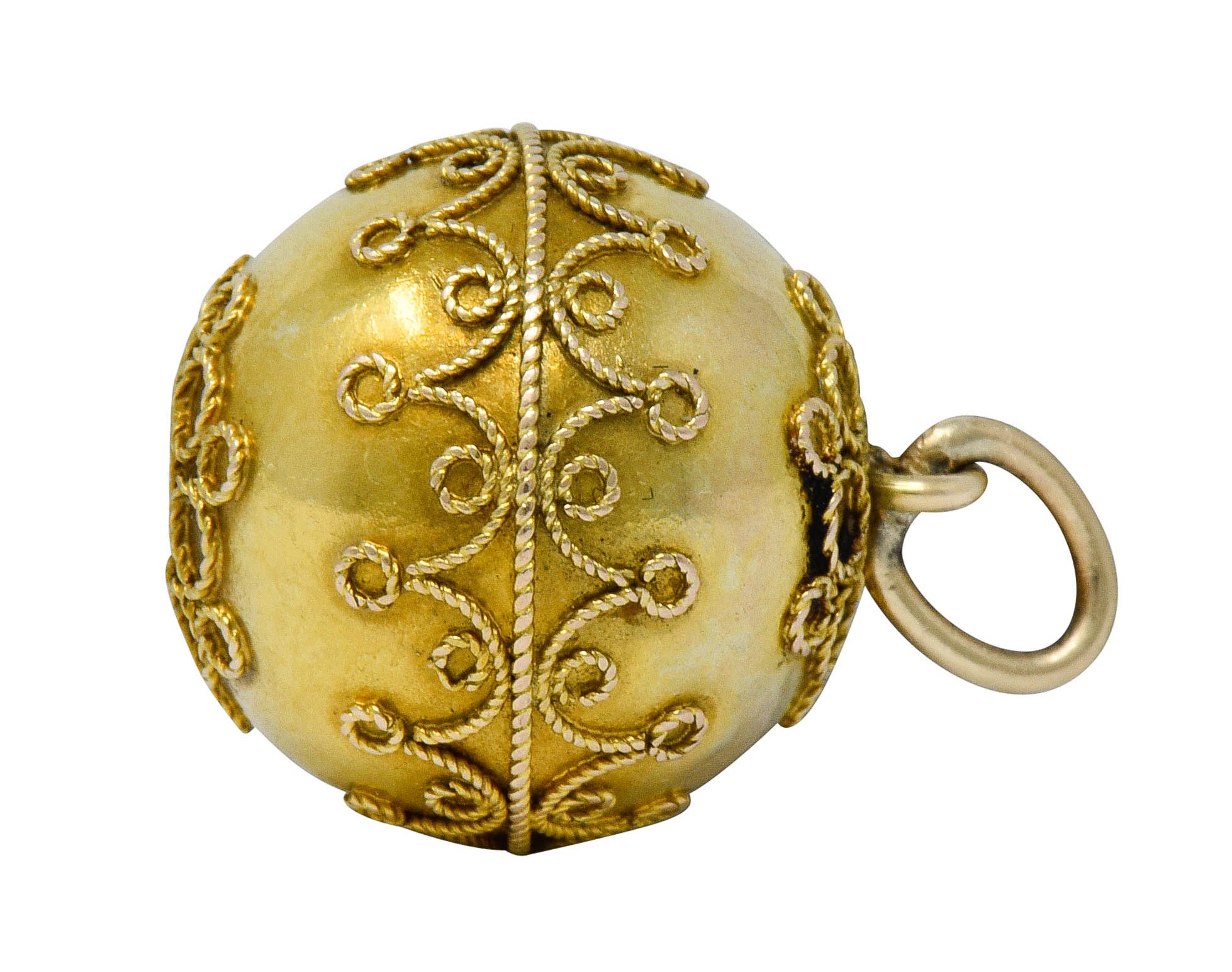 Victorian 14 Karat Gold Decorous Ball Charm Circa 1880scharm - Wilson's Estate Jewelry