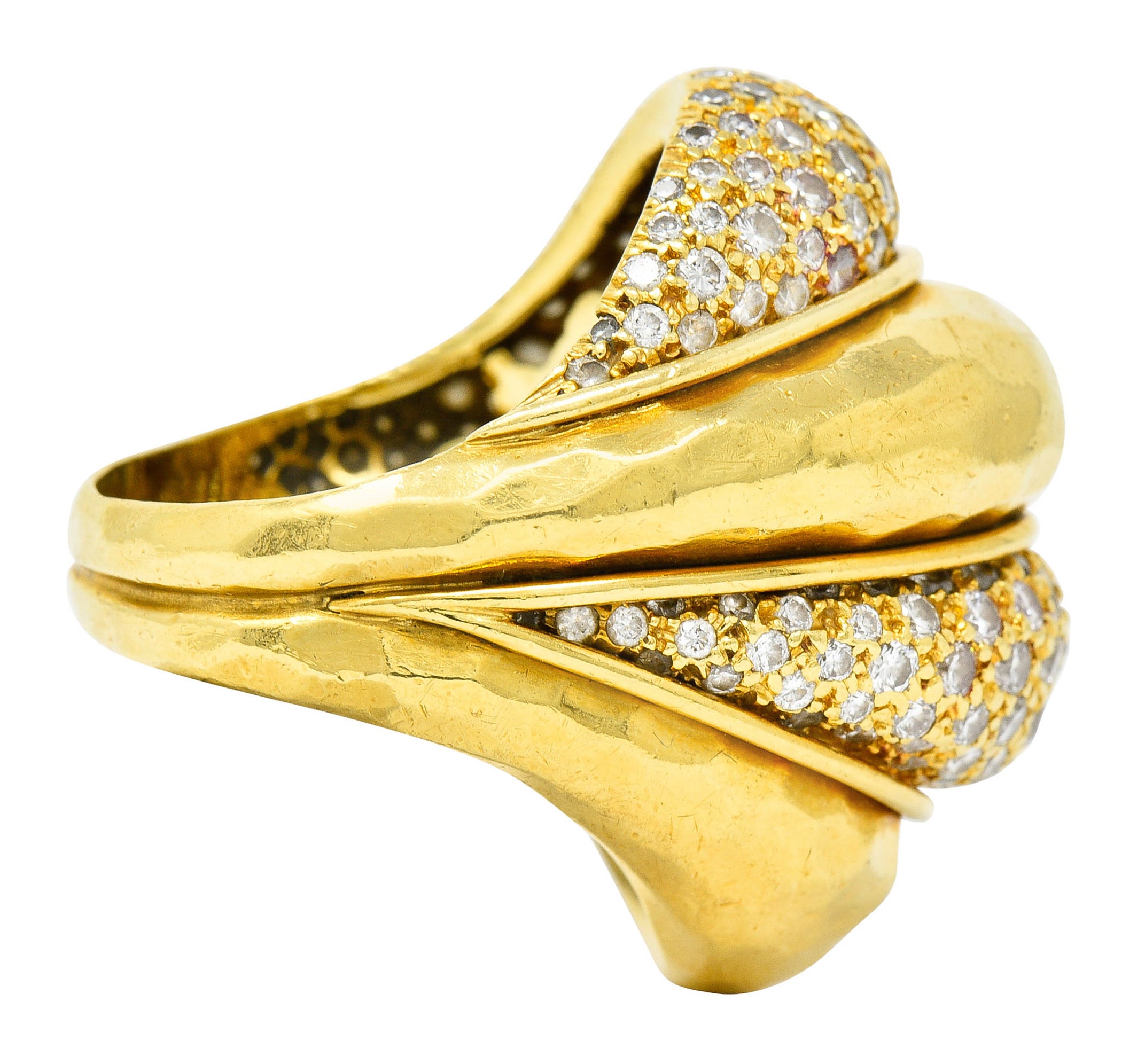 Henry Dunay 3.50 CTW Pave Diamond 18 Karat Gold Cynnabar Statement RingRing - Wilson's Estate Jewelry