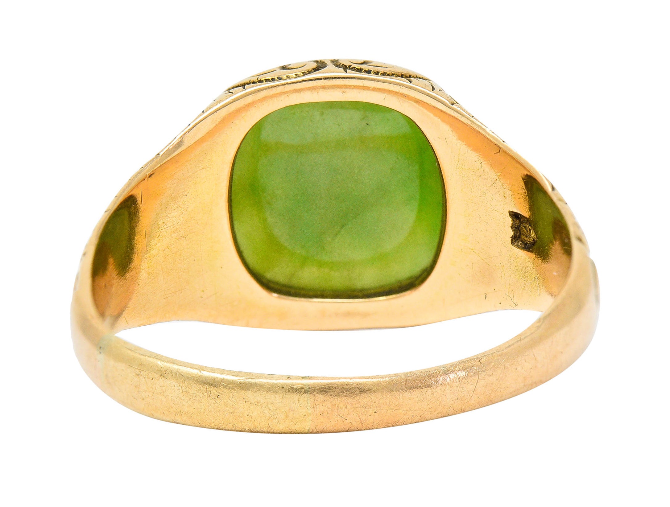 Art Nouveau Nephrite Intaglio 14 Karat Gold Zeus Signet RingRing - Wilson's Estate Jewelry