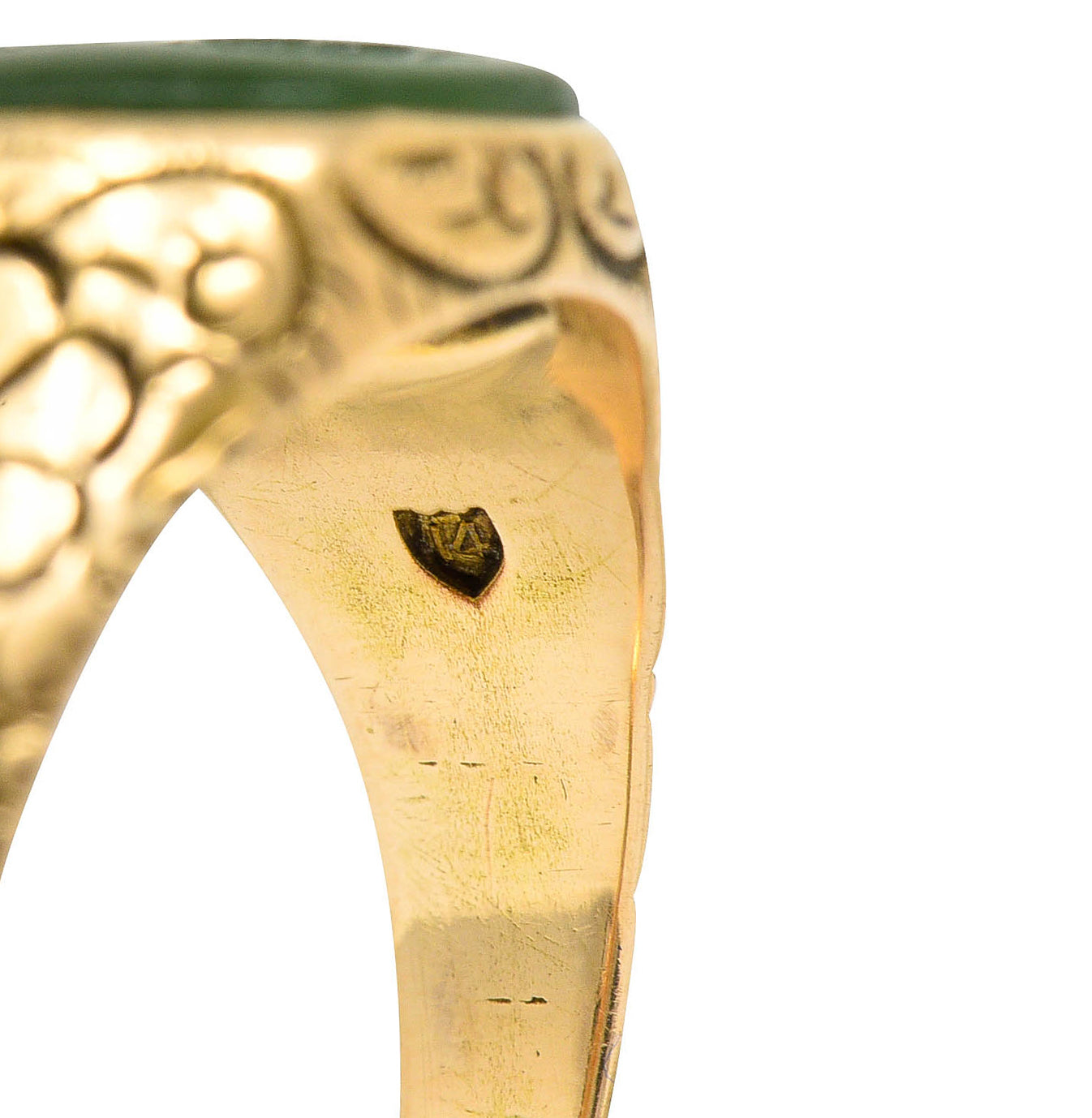 Art Nouveau Nephrite Intaglio 14 Karat Gold Zeus Signet RingRing - Wilson's Estate Jewelry