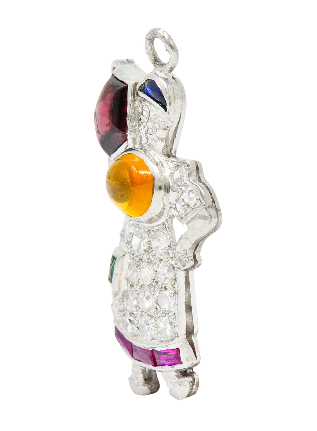 Large Art Deco Diamond Multi-Gem Platinum Woman Carrying Water Charm - Wilson's Estate Jewelry