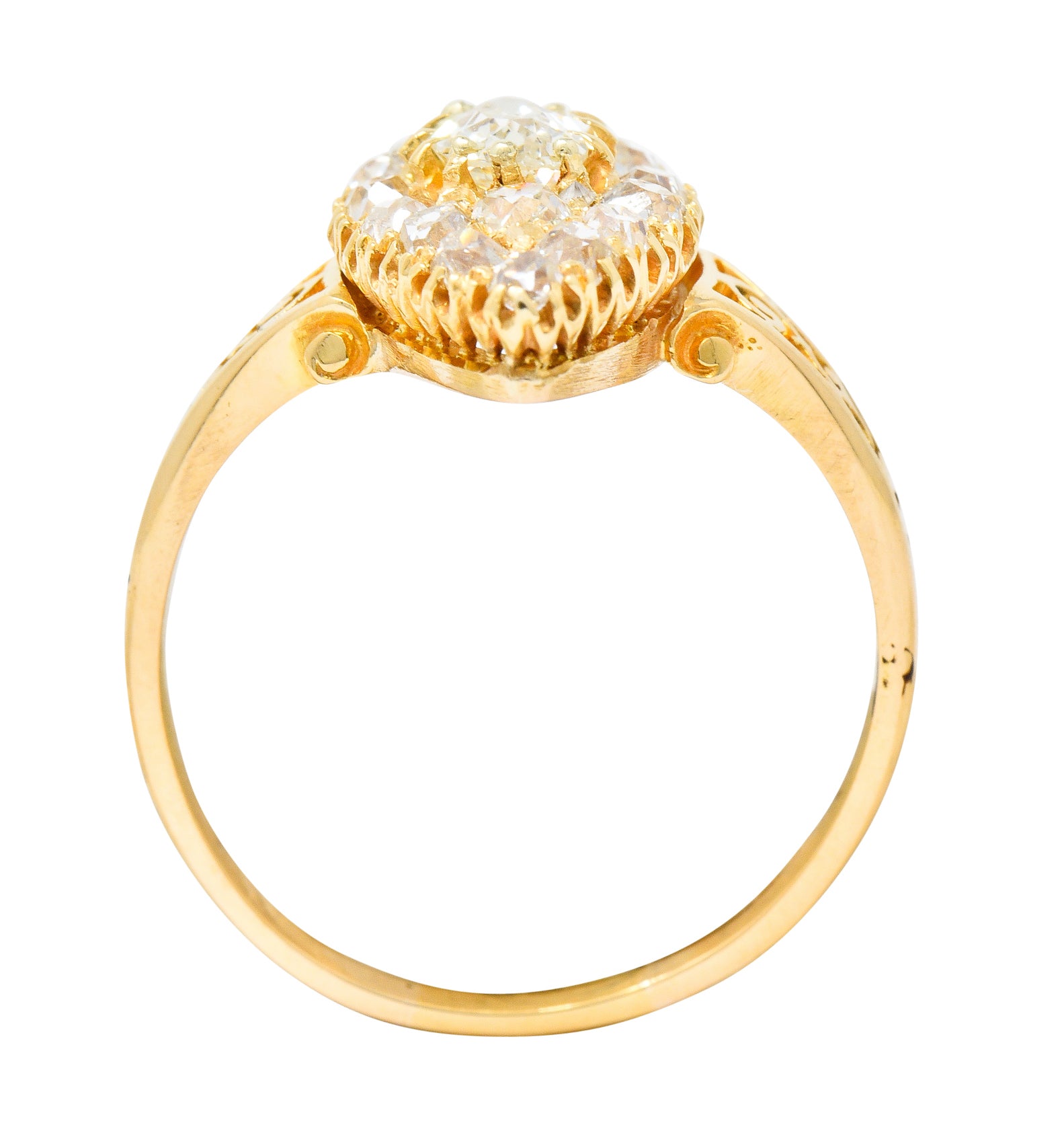 Victorian 1.90 CTW Diamond 18 Karat Gold Navette Cluster Ring - Wilson's Estate Jewelry