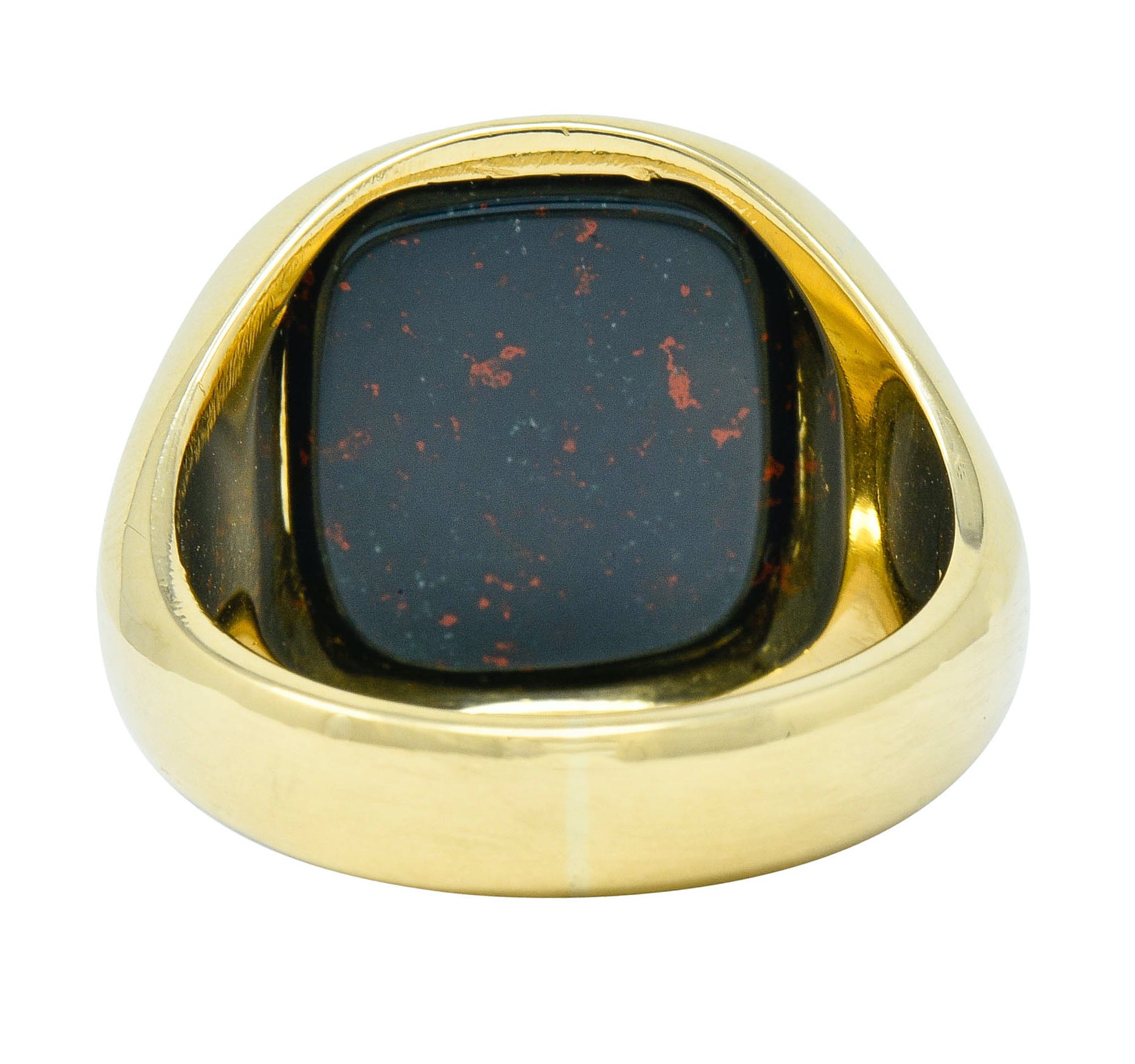 Retro Bloodstone Intaglio 18 Karat Gold Men's Signet RingRing - Wilson's Estate Jewelry