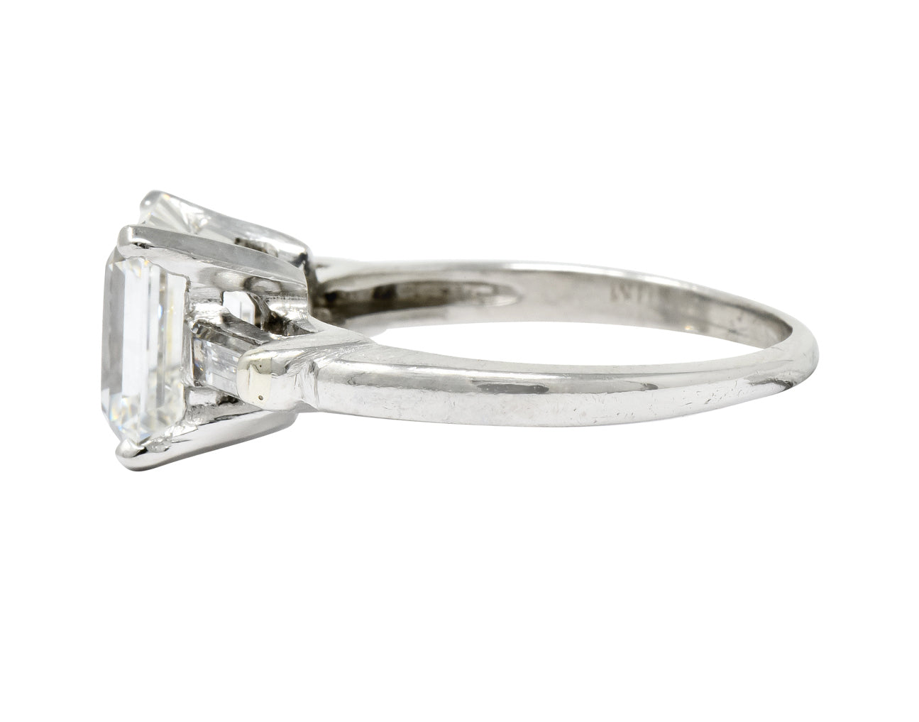 1950's Mid-Century 2.72 CTW Emerald Cut Diamond Platinum Engagement Ring GIA - Wilson's Estate Jewelry