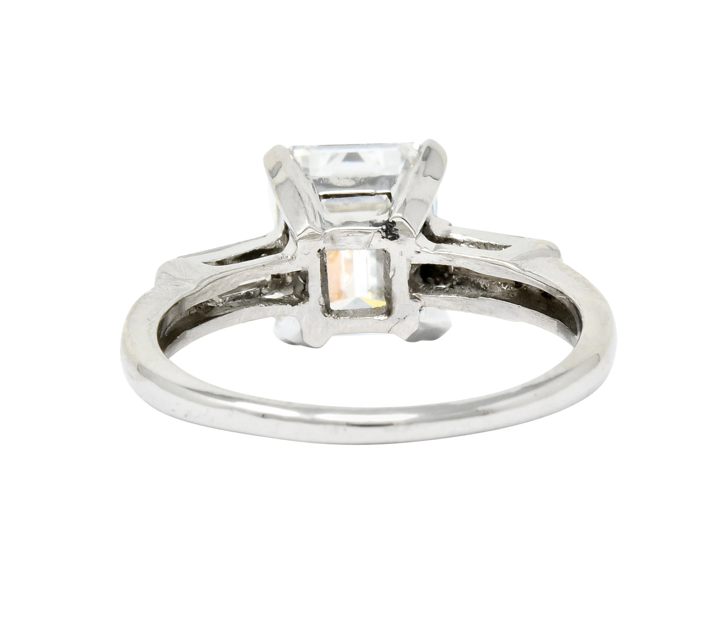 1950's Mid-Century 2.72 CTW Emerald Cut Diamond Platinum Engagement Ring GIA - Wilson's Estate Jewelry