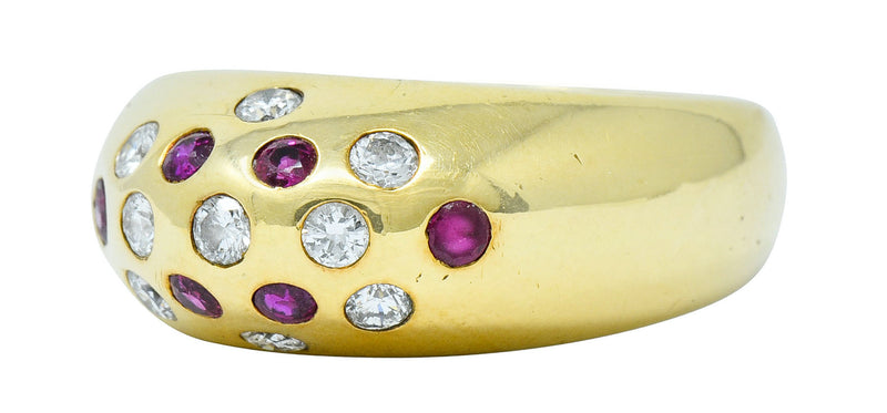 Vintage 0.55 CTW Ruby Diamond 18 Karat Gold Bombe Sprinkle Band RingRing - Wilson's Estate Jewelry