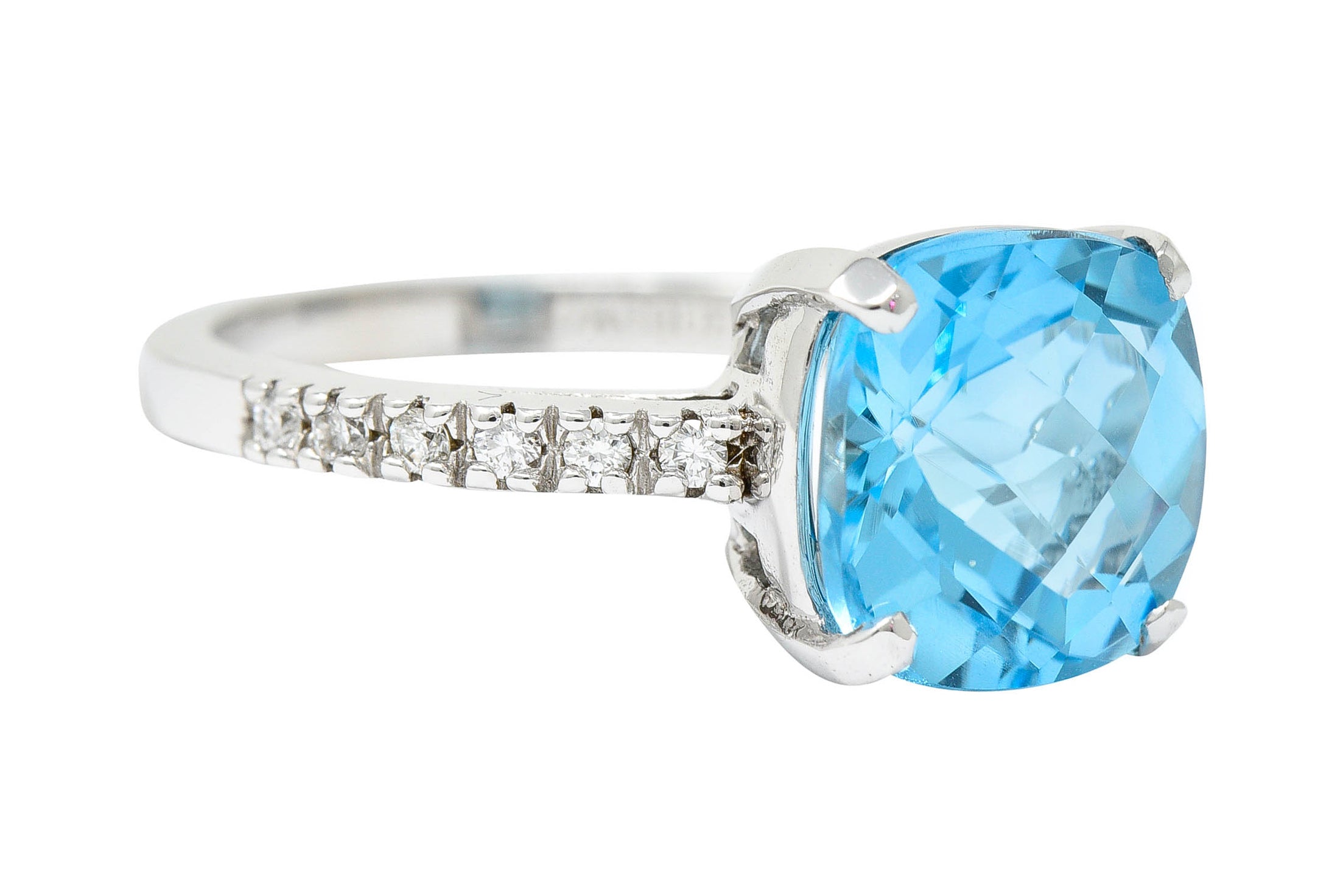 Blue Topaz Diamond 18 Karat White Gold Gemstone RingRing - Wilson's Estate Jewelry