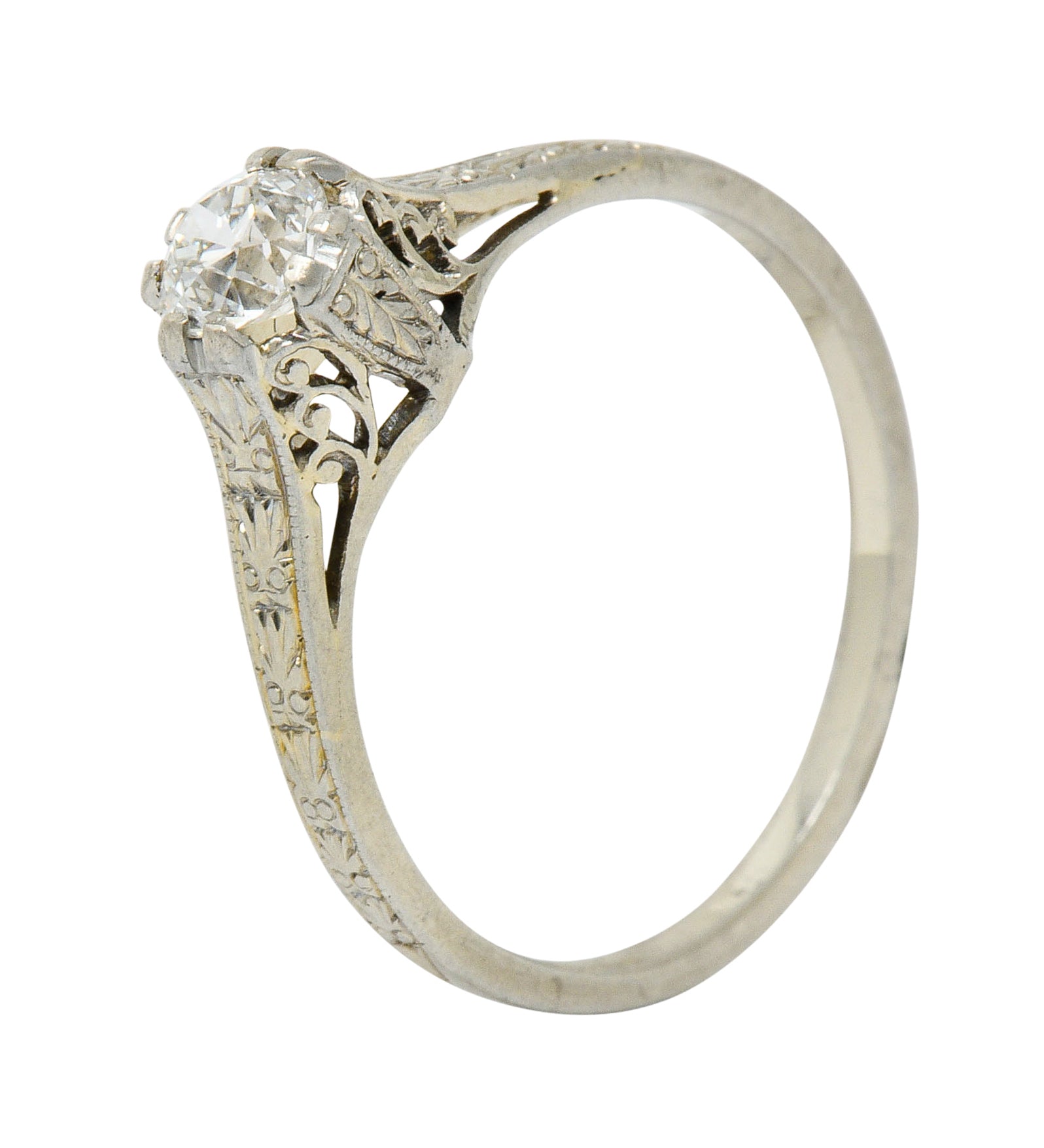 Art Deco 0.33 CTW Diamond 19 Karat White Gold Engagement RingRing - Wilson's Estate Jewelry