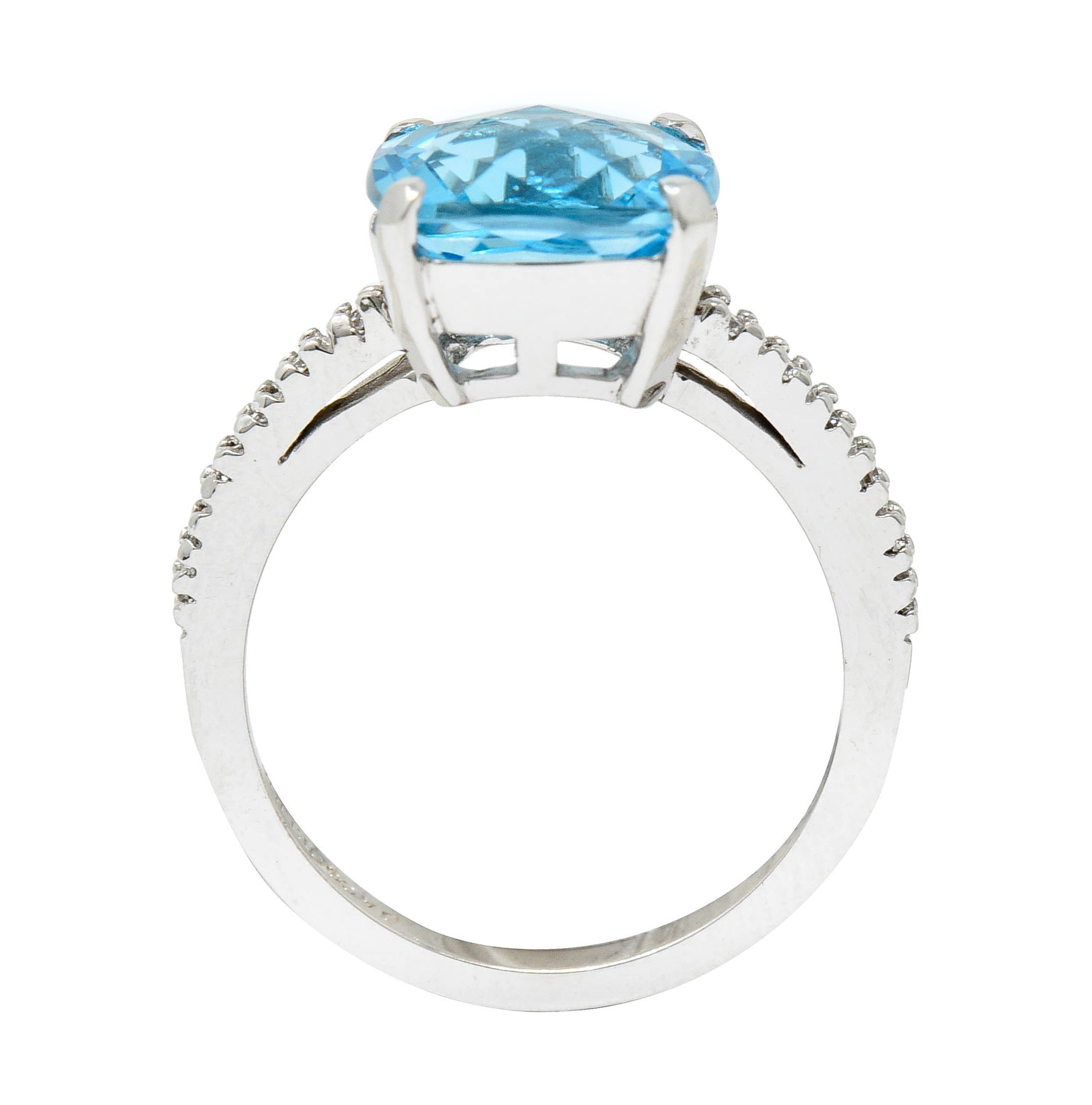 Blue Topaz Diamond 18 Karat White Gold Gemstone RingRing - Wilson's Estate Jewelry