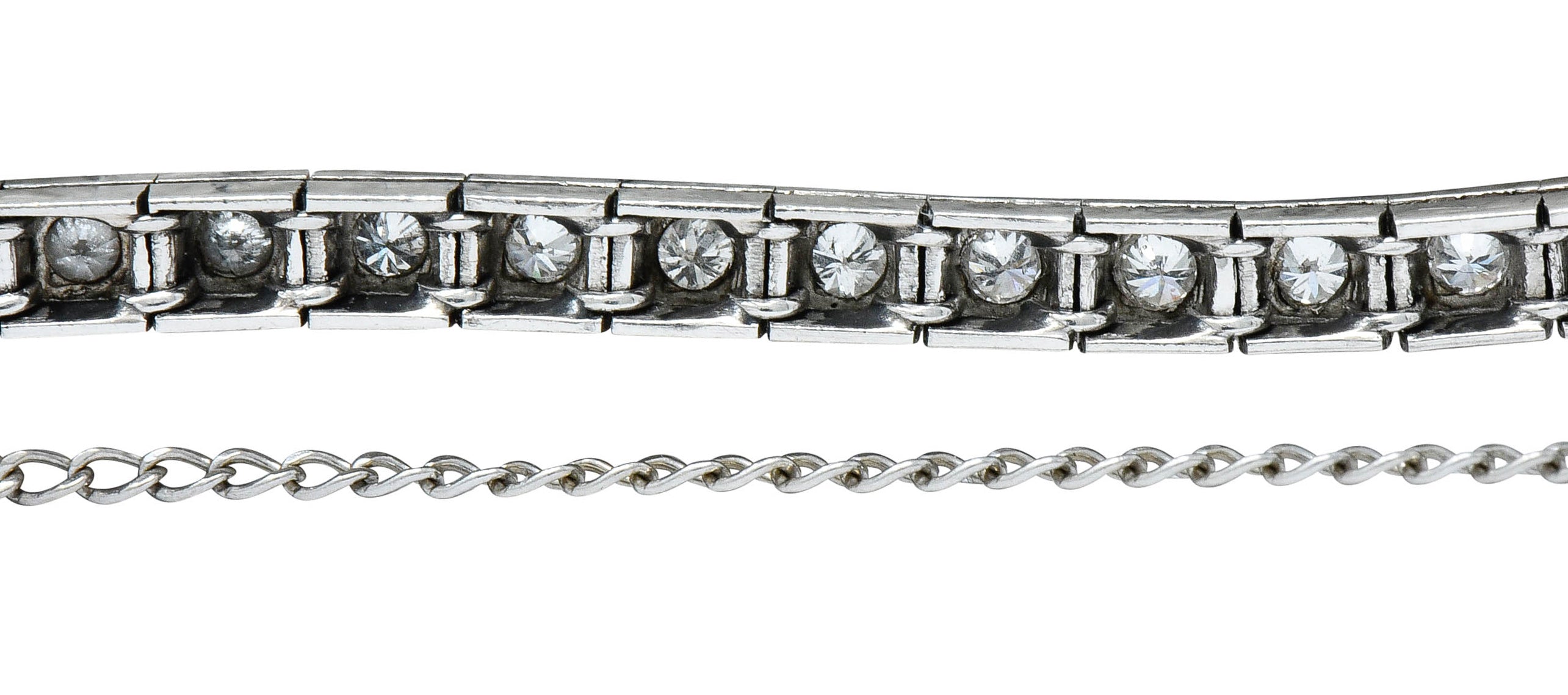 1950’s Mid-Century 4.00 CTW Diamond Platinum Floral Cluster Link Braceletbracelet - Wilson's Estate Jewelry