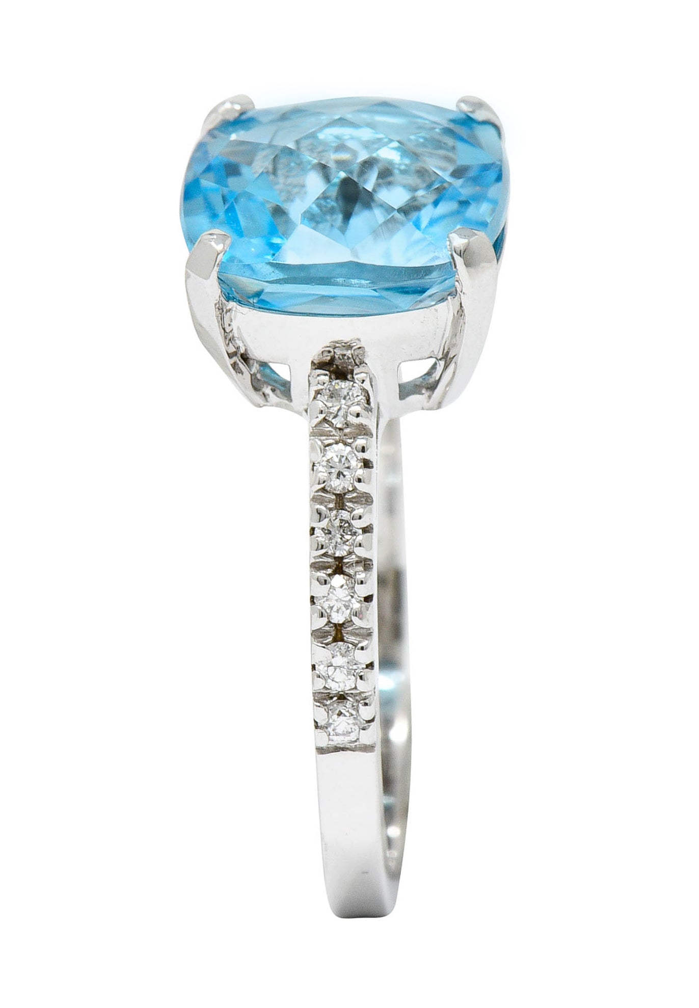 Blue Topaz Diamond 18 Karat White Gold Gemstone RingRing - Wilson's Estate Jewelry