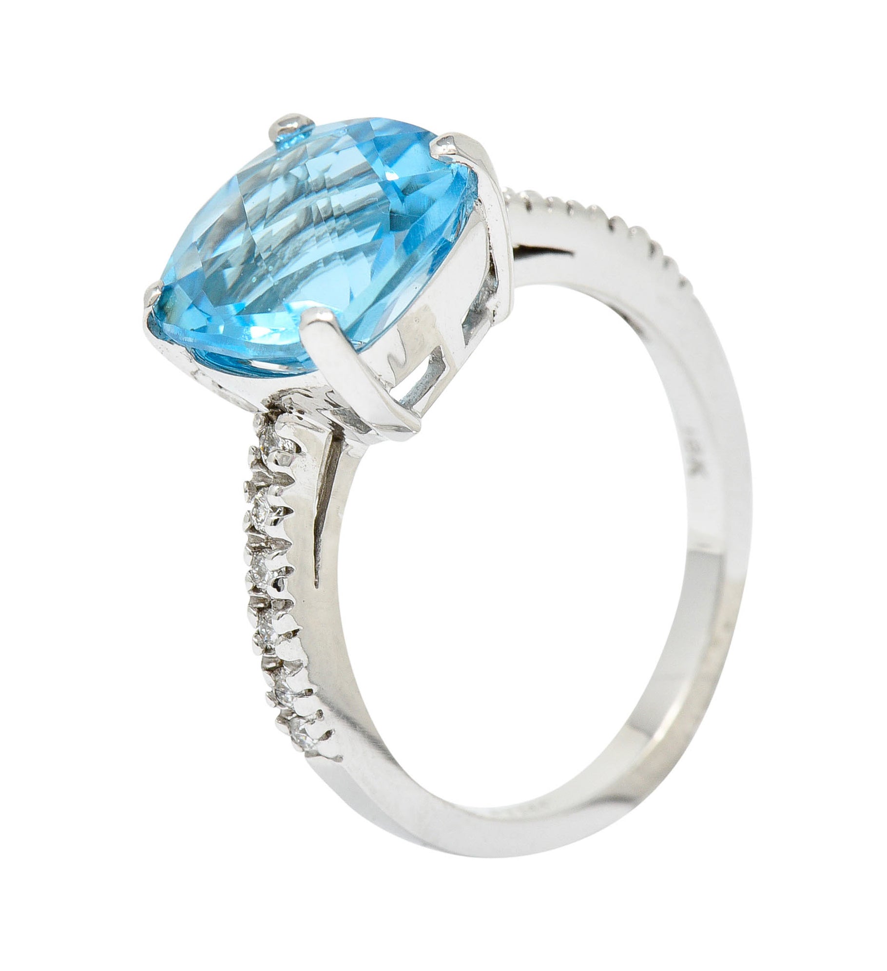 Blue Topaz Diamond 18 Karat White Gold Gemstone RingRing - Wilson's Estate Jewelry