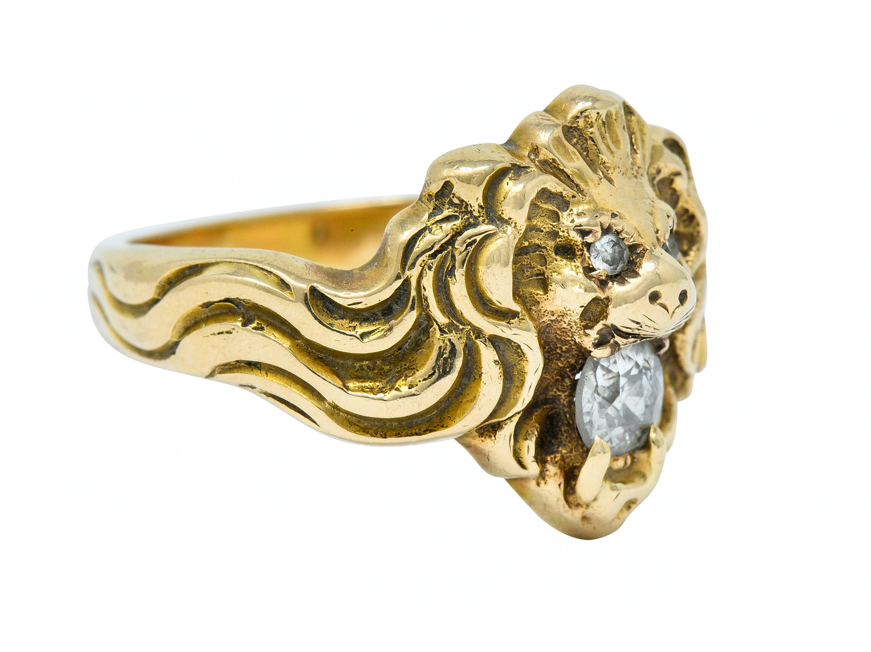 Victorian Diamond 14 Karat Gold Lion Band Ring Circa 1890Ring - Wilson's Estate Jewelry