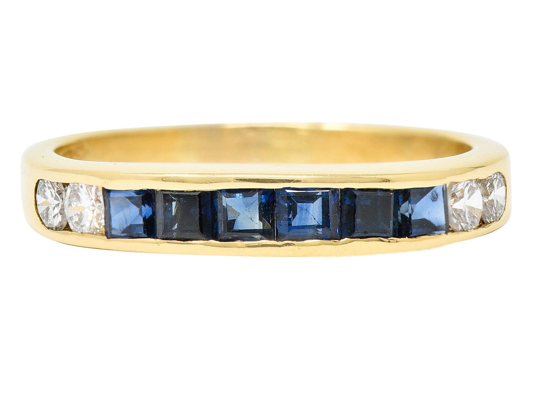 Vintage 0.80 CTW Sapphire Diamond 18 Karat Gold Channel Band RingRing - Wilson's Estate Jewelry