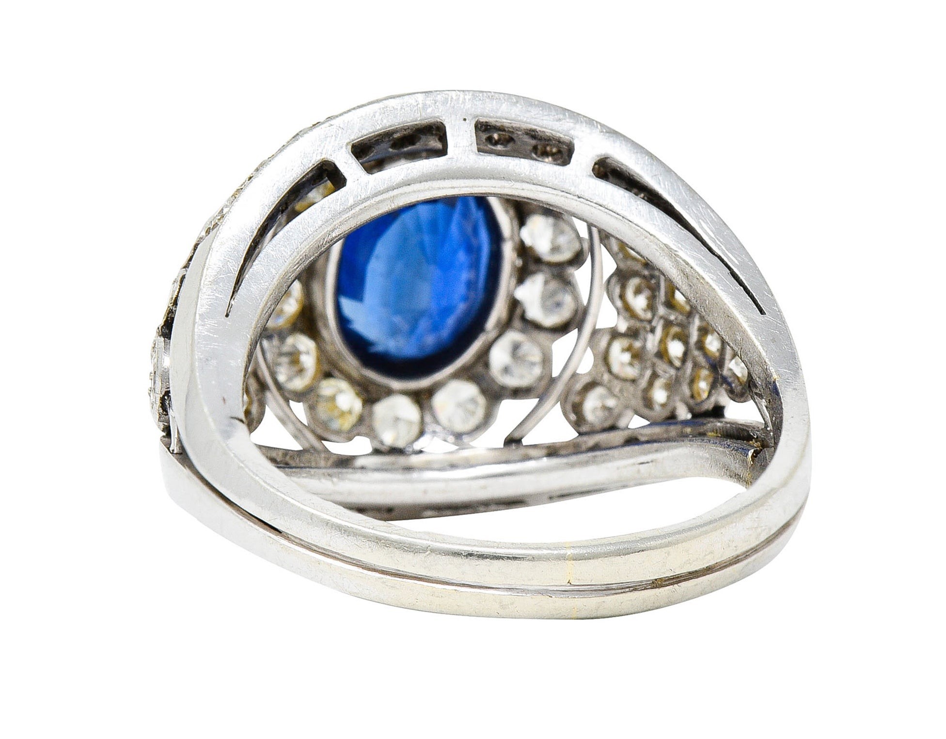 1950's Mid-Century 3.30 CTW Sapphire Diamond Platinum Cluster Band RingRing - Wilson's Estate Jewelry