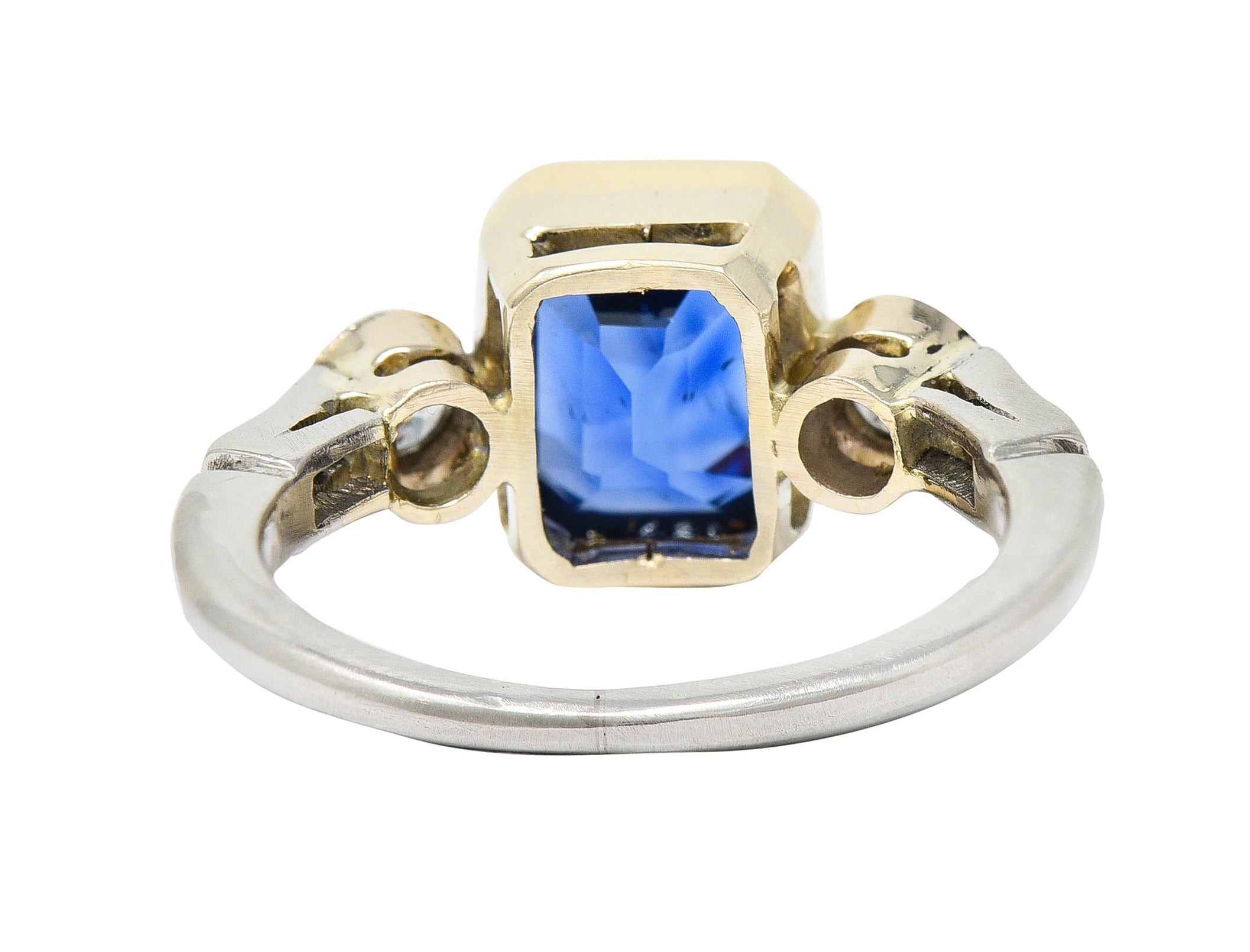 Mid-Century 3.65 CTW Sapphire Diamond 14 Karat Gold Palladium Gemstone RingRing - Wilson's Estate Jewelry