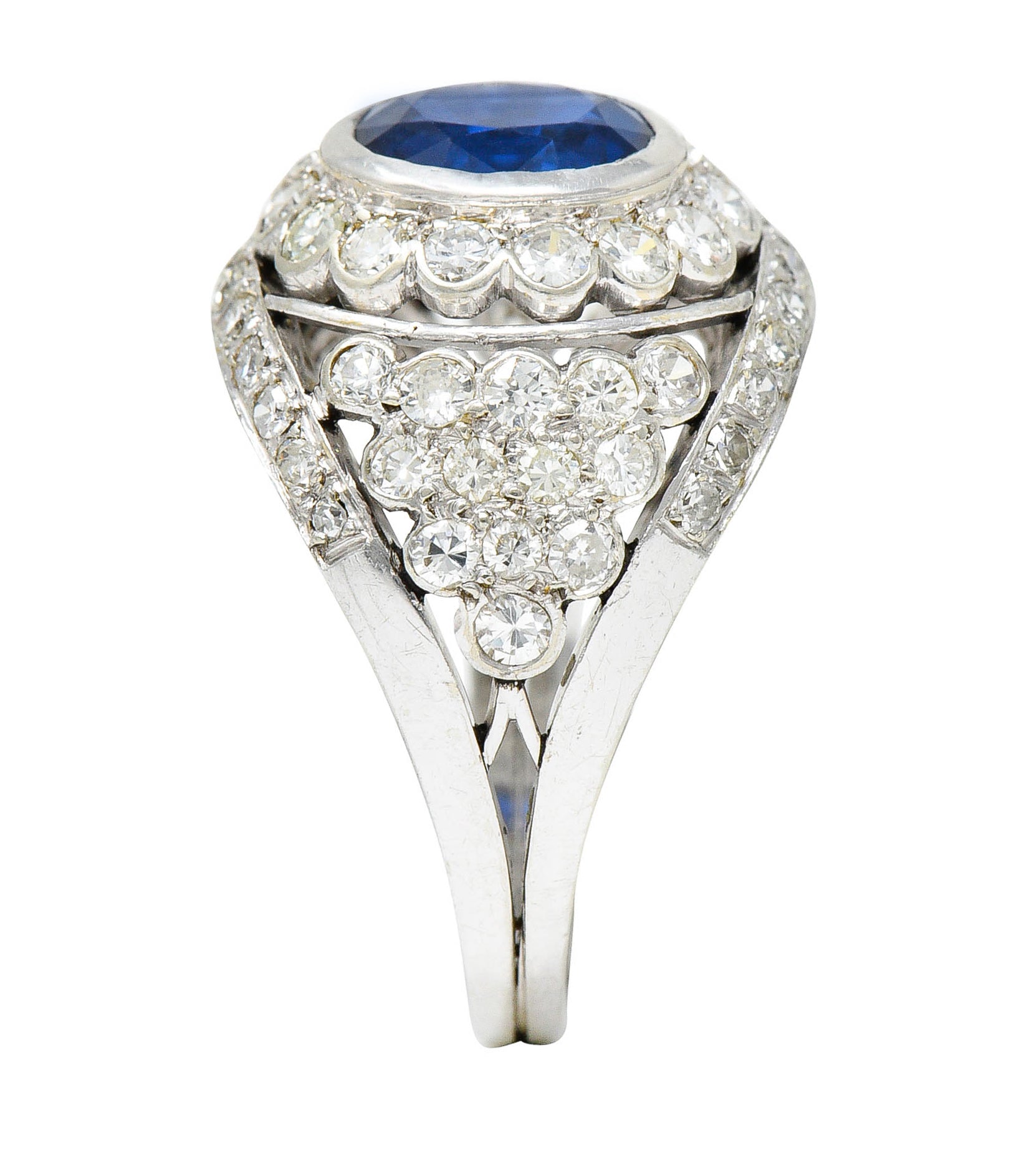 1950's Mid-Century 3.30 CTW Sapphire Diamond Platinum Cluster Band RingRing - Wilson's Estate Jewelry