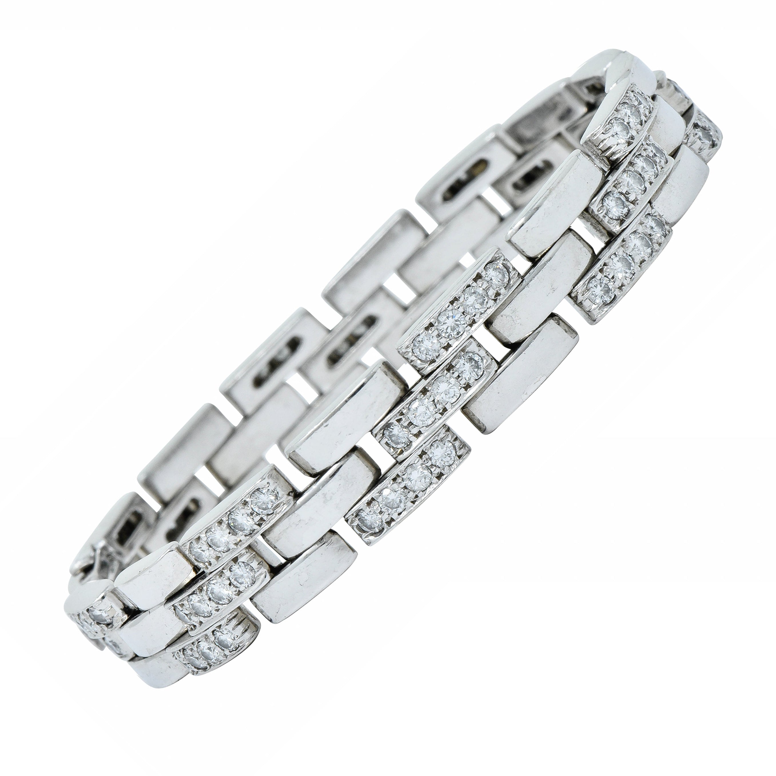 Cartier Diamond Maillon Panthere 18 Karat White Gold Link Bracelet Frenchbracelet - Wilson's Estate Jewelry